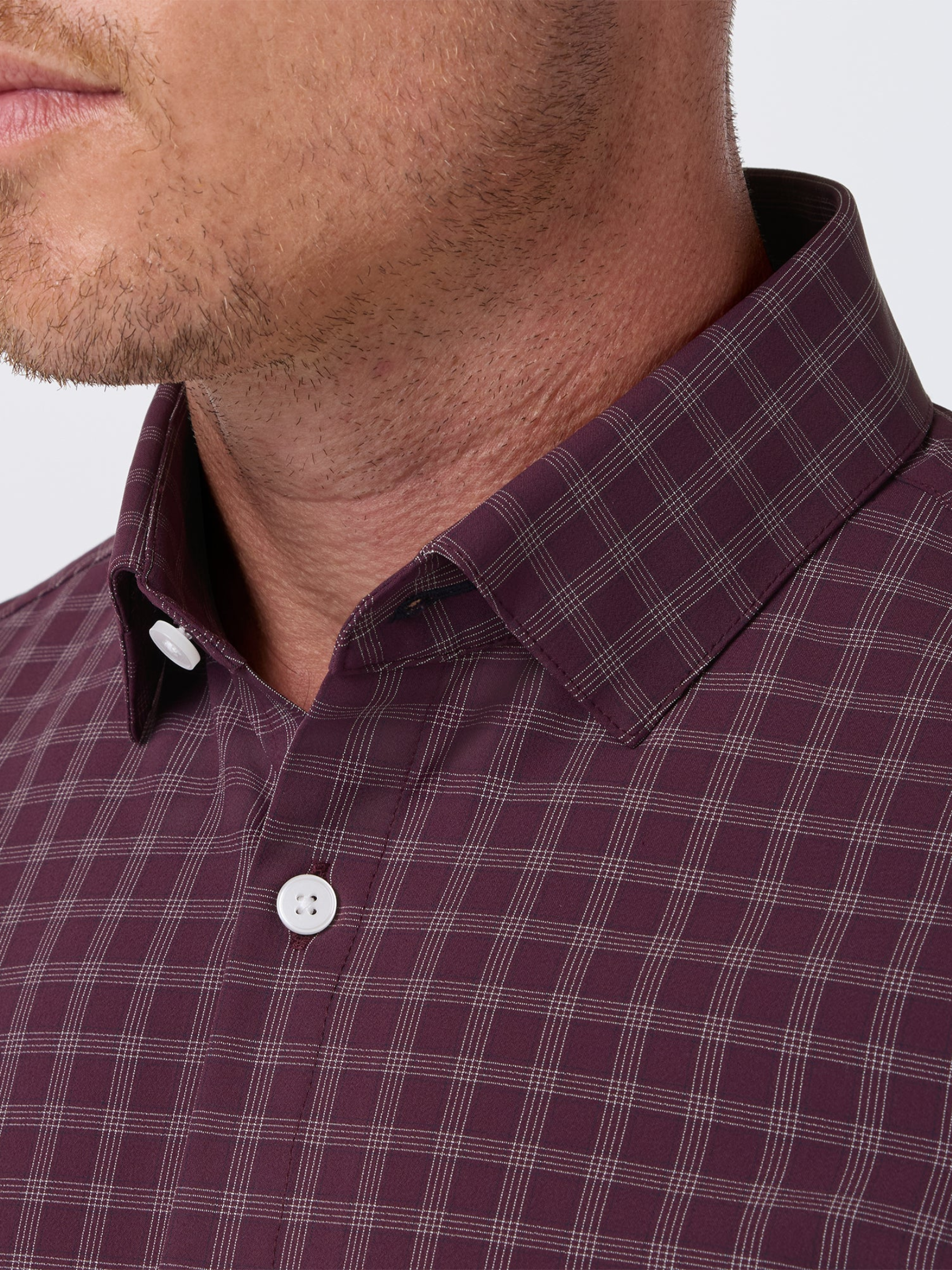 Mizzen + Main Leeward LS Dress Shirt - Merlot Cole Plaid Dry Fit Wrinkle Resistant Button Down Maroon White Mens Shirt