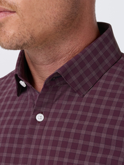 Mizzen + Main Leeward LS Dress Shirt - Merlot Cole Plaid Dry Fit Wrinkle Resistant Button Down Maroon White Mens Shirt