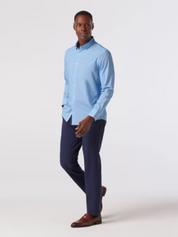 Mizzen + Main Leeward No Tuck Long Sleeve LS Dress Shirt Collared Button Down Provence Blue Circle Print Pattern For Men Athens GA Georgia Kempt Menswear Store Near Me