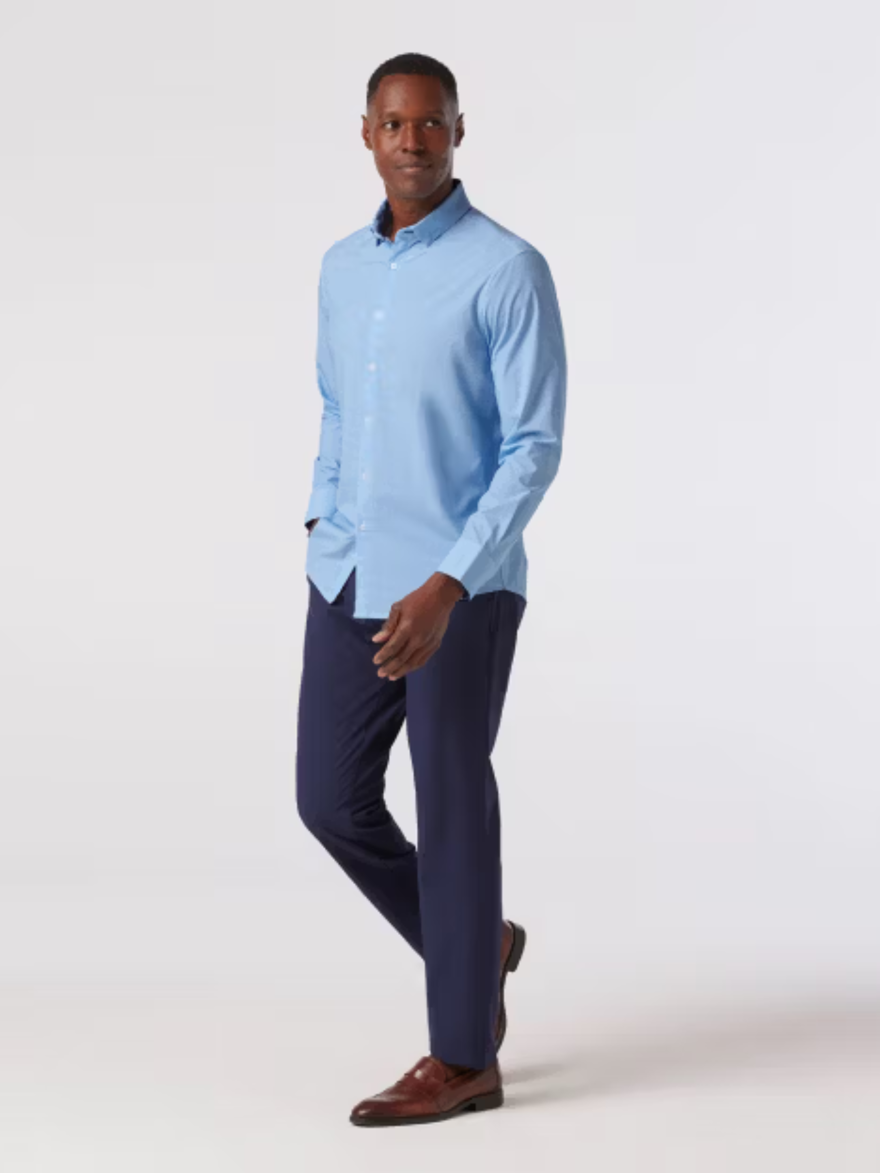 Mizzen + Main Leeward No Tuck Long Sleeve LS Dress Shirt Collared Button Down Provence Blue Circle Print Pattern For Men Athens GA Georgia Kempt Menswear Store Near Me