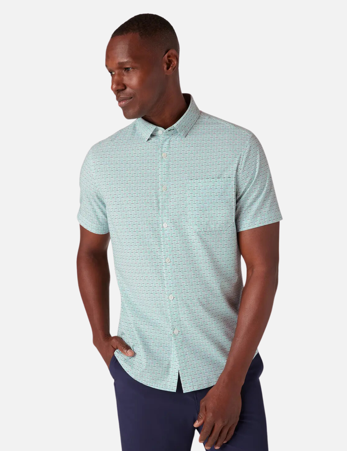 Mizzen + Main Leeward SS Performance Shirt Nile Blue Triple Dot Kempt Mens Shop Athens GA Fathers Day Gift
