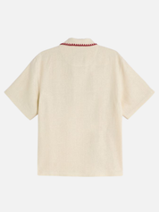 OAS Bronc Girona Shirt Beige Cowboy Graphic Red Stitch Trim Cream Top Polo Men’s Summer Top for Men Athens GA Georgia Kempt Menswear Store Near Me