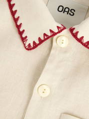 OAS Bronc Girona Shirt Beige Cowboy Graphic Red Stitch Trim Cream Top Polo Men’s Summer Top for Men Athens GA Georgia Kempt Menswear Store Near Me