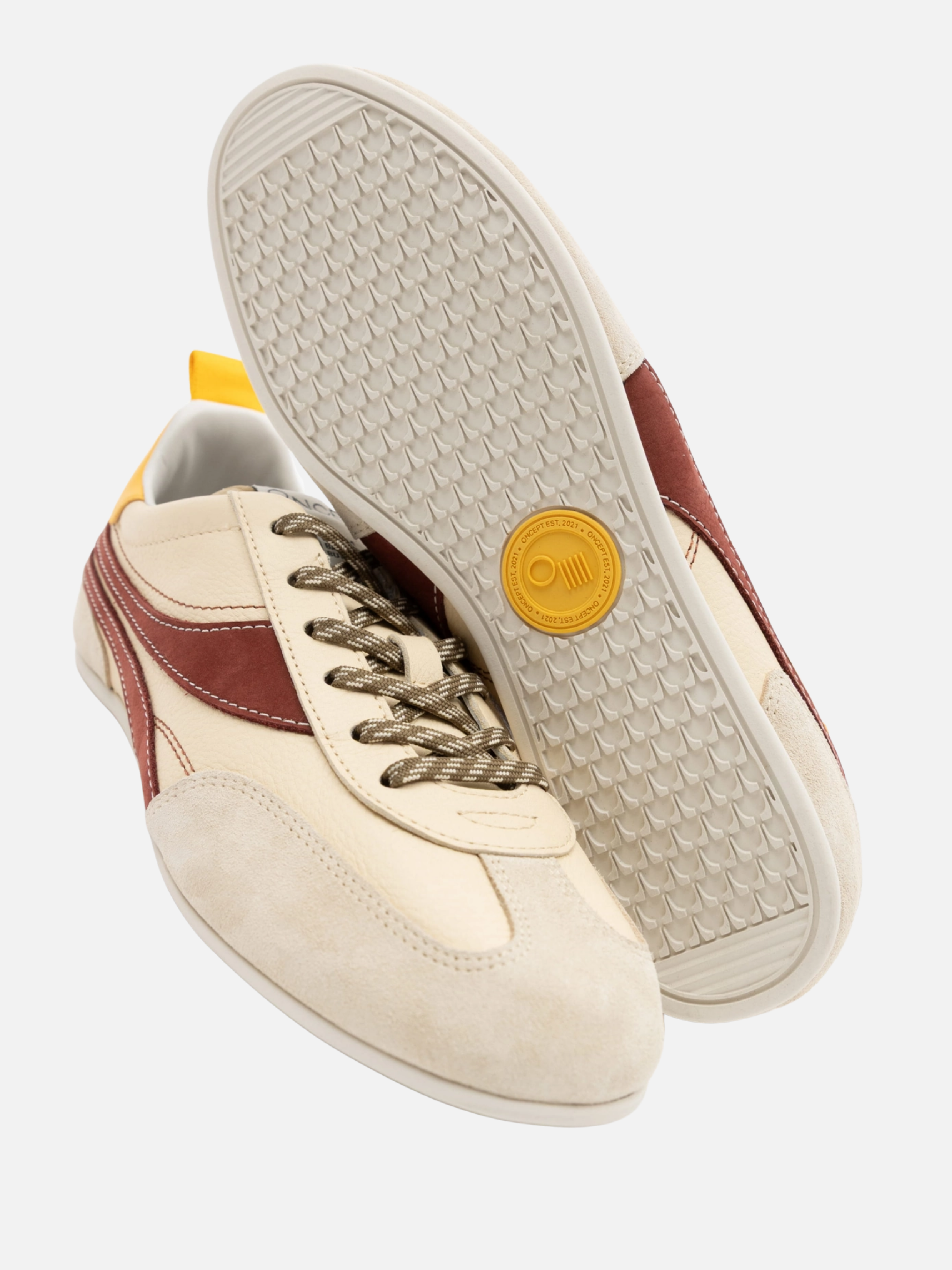 Oncept Bari Sneakers for Men Buttercream White and Red Comfortable Shoes for Guys Stylish Footwear Ballet Trend for Men Men’s Soft Sneaker Athens GA Georgia Kempt Menswear Store Near Me