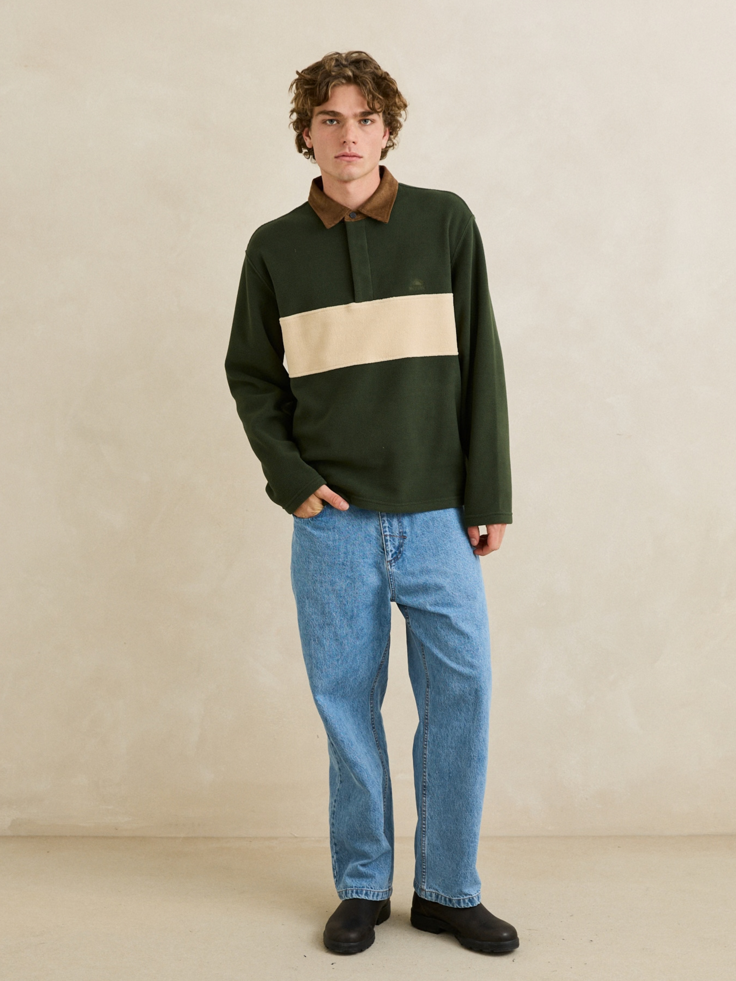 Rhythm Awake Polar Fleece Polo - Forest