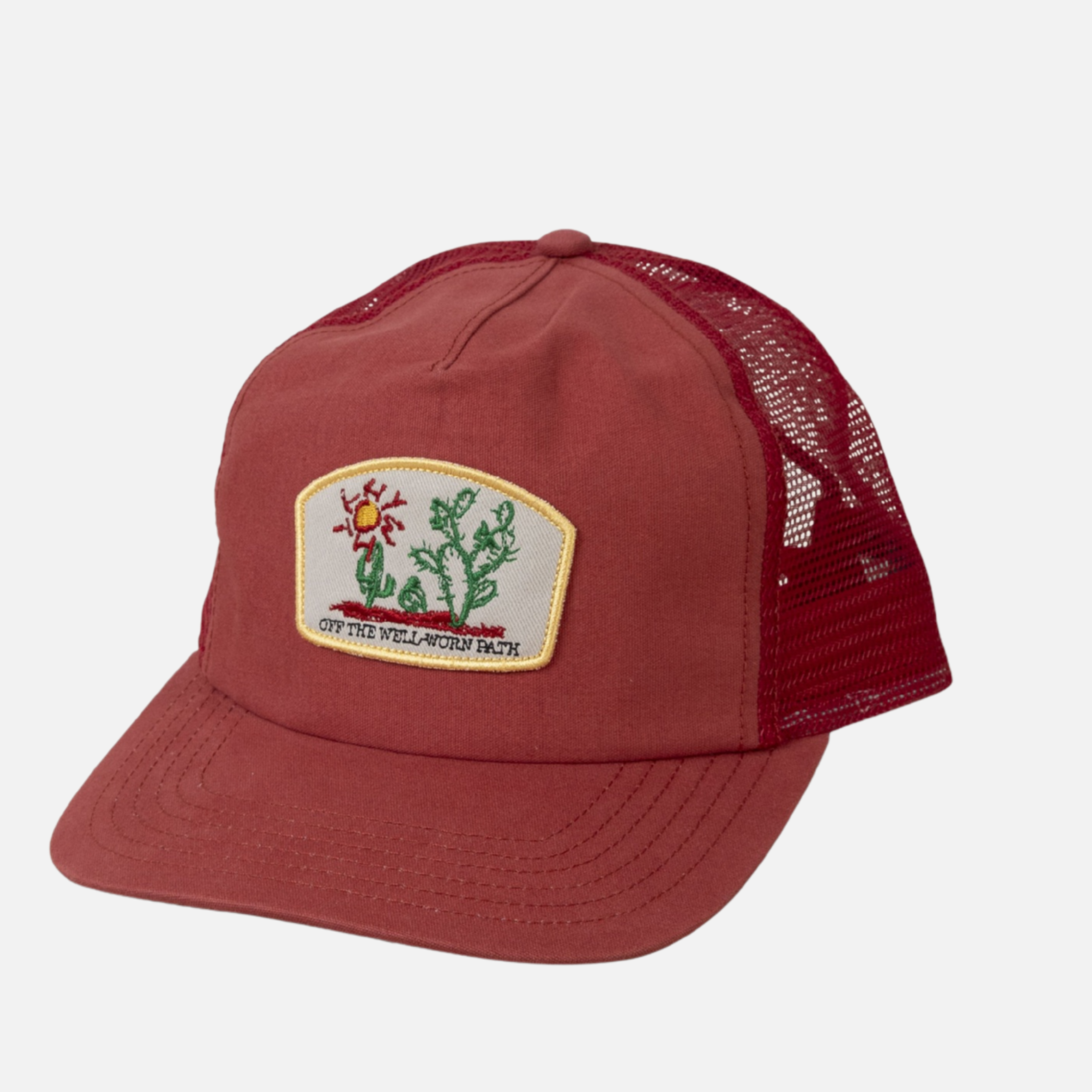 Rhythm Cactus Trucker Cap Red Floral Embroidery Mesh Back High Profile Men’s Accessories Hats for Men Athens GA Georgia Kempt Menswear Store Near Me 