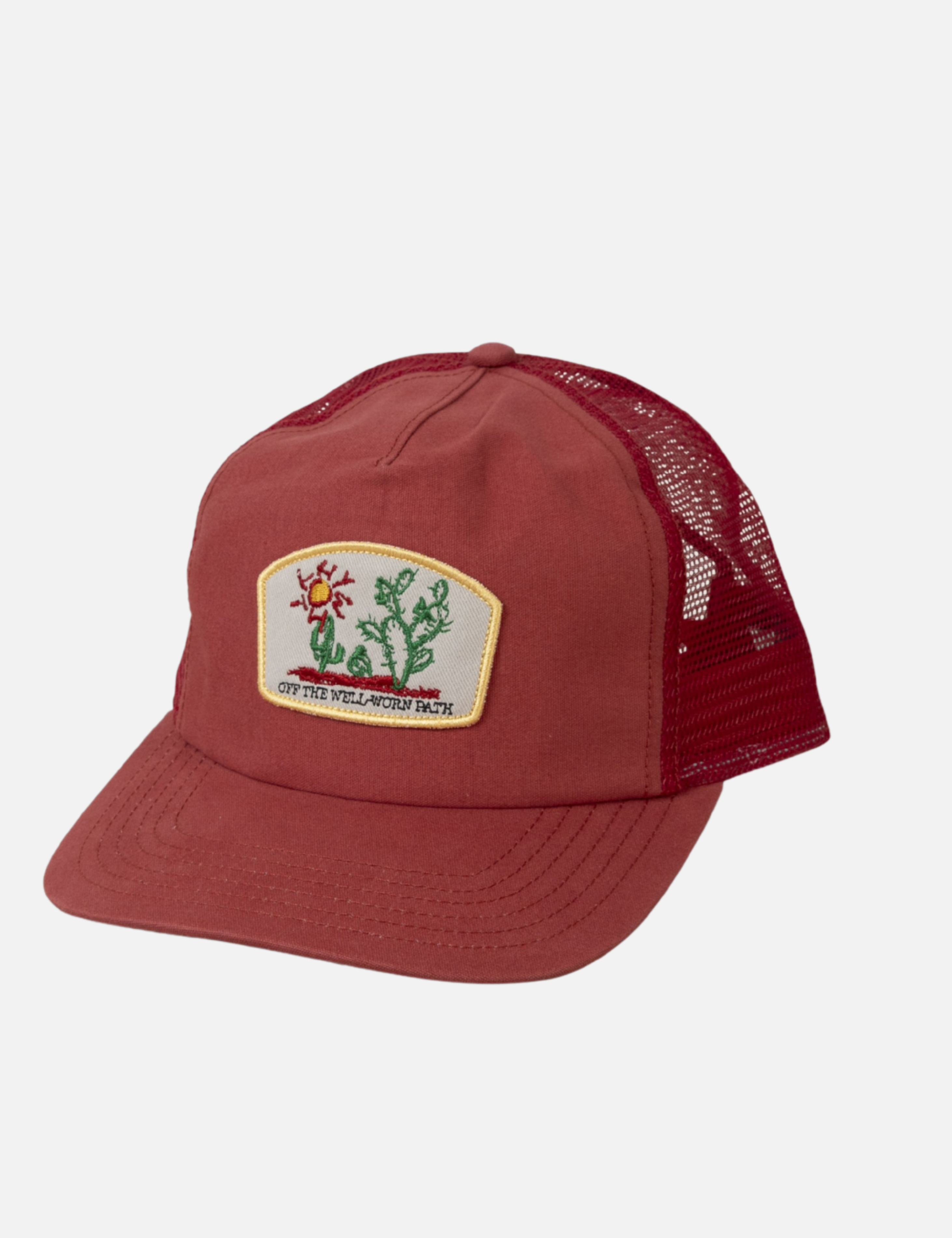 Rhythm Cactus Trucker Cap Red Floral Embroidery Mesh Back High Profile Men’s Accessories Hats for Men Athens GA Georgia Kempt Menswear Store Near Me 