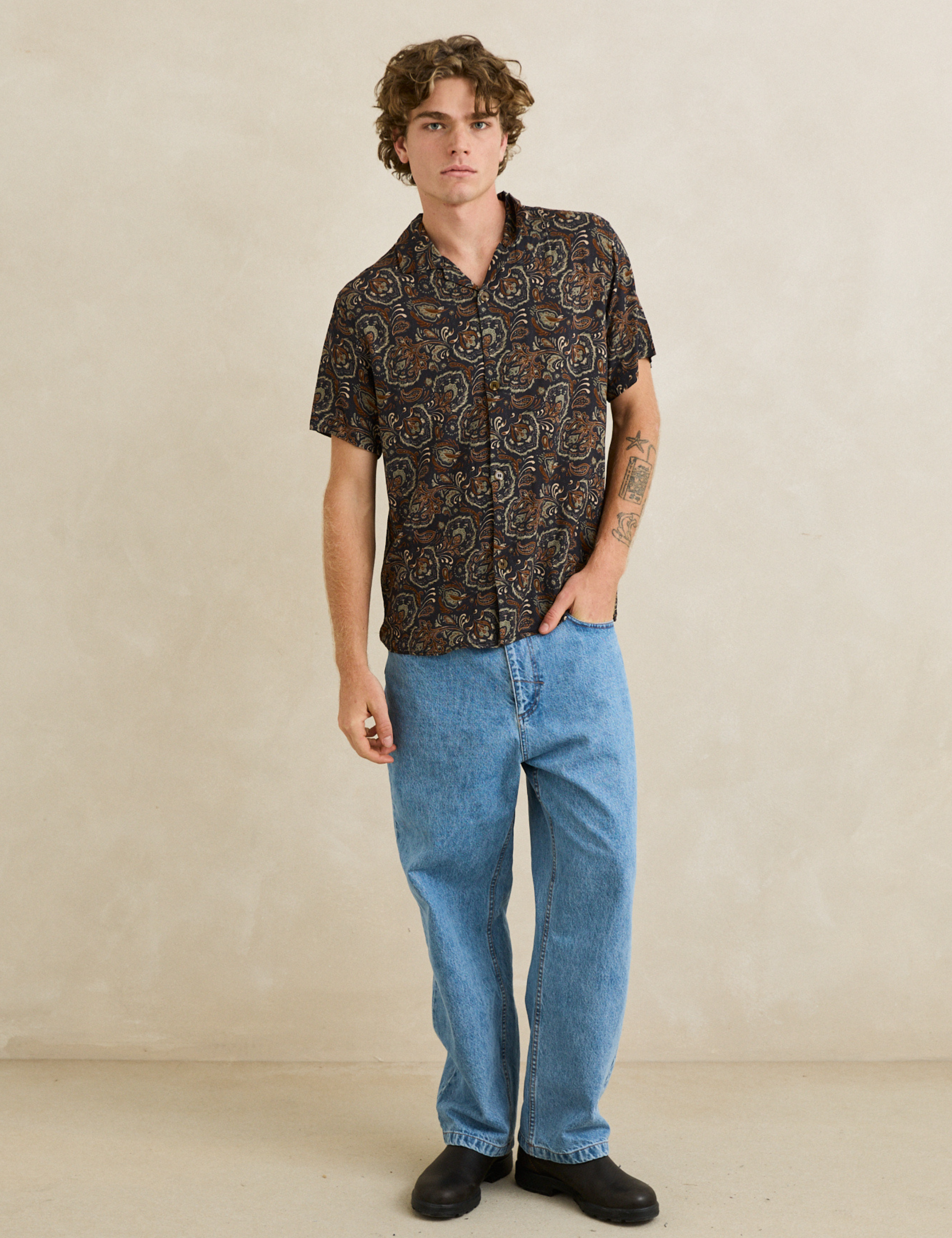 Rhythm Costa Rica Shirt Black Paisley Breezy Button Down Shirt Kempt Mens Shop Athens Georgia