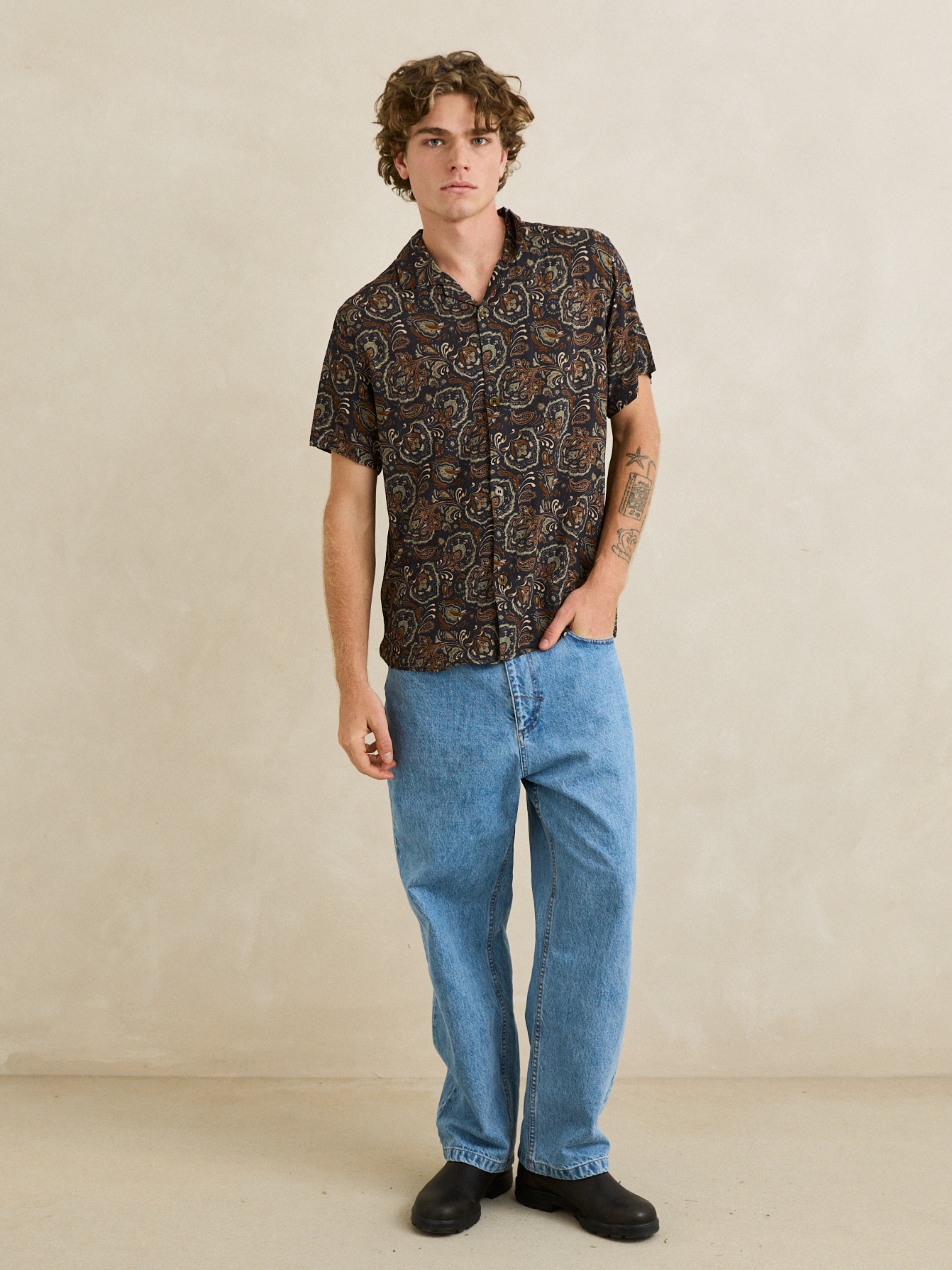 Rhythm Costa Rica Shirt Black Paisley Breezy Button Down Shirt Kempt Mens Shop Athens Georgia