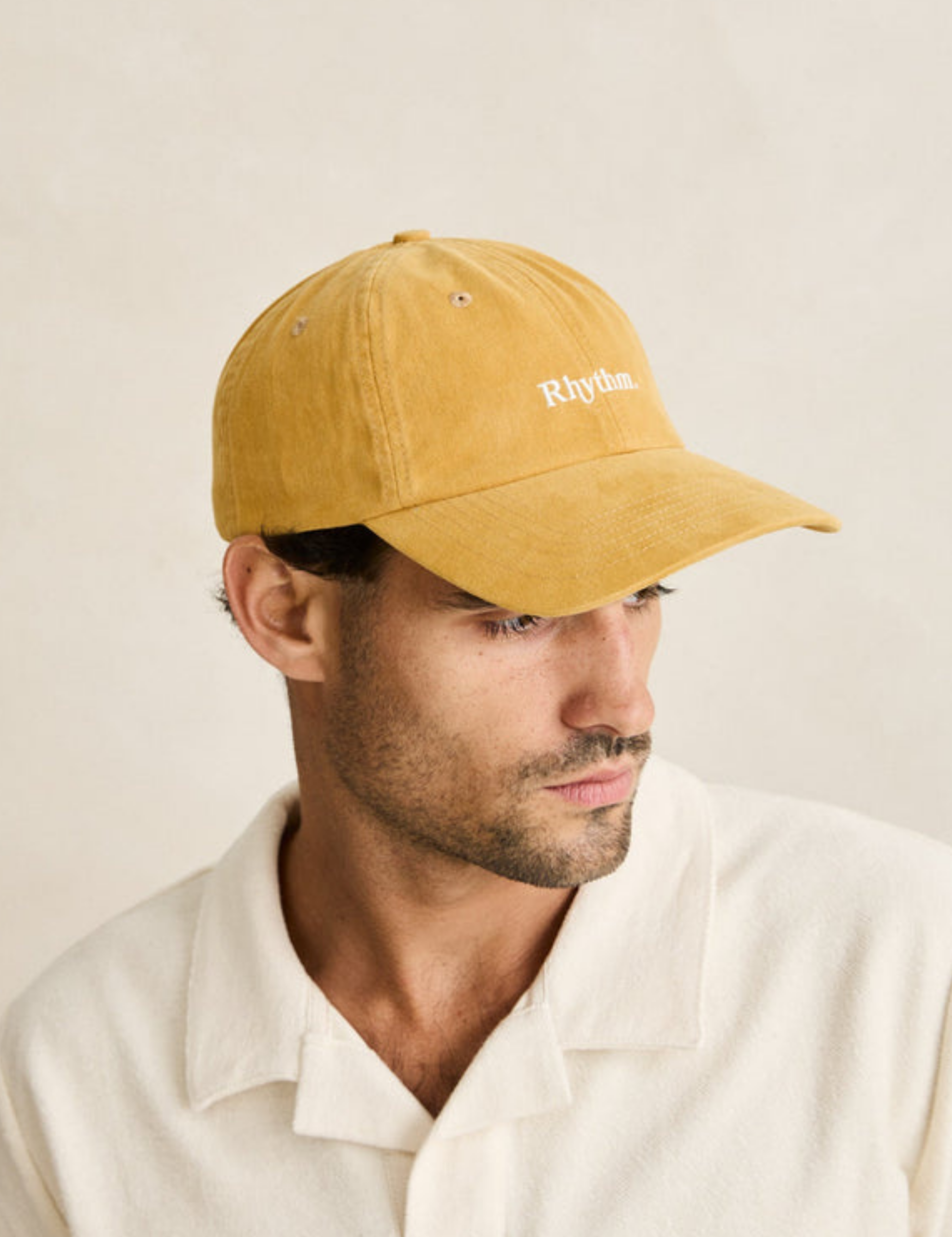 Rhythm Essential Brushed Twill Cap Mustard Yellow Embroidered Front 100% Cotton Low Profile Soft Hat Men’s Accessories for Men Guy’s Summer Hats Headwear Athens Kempt Menswear Store Near Me