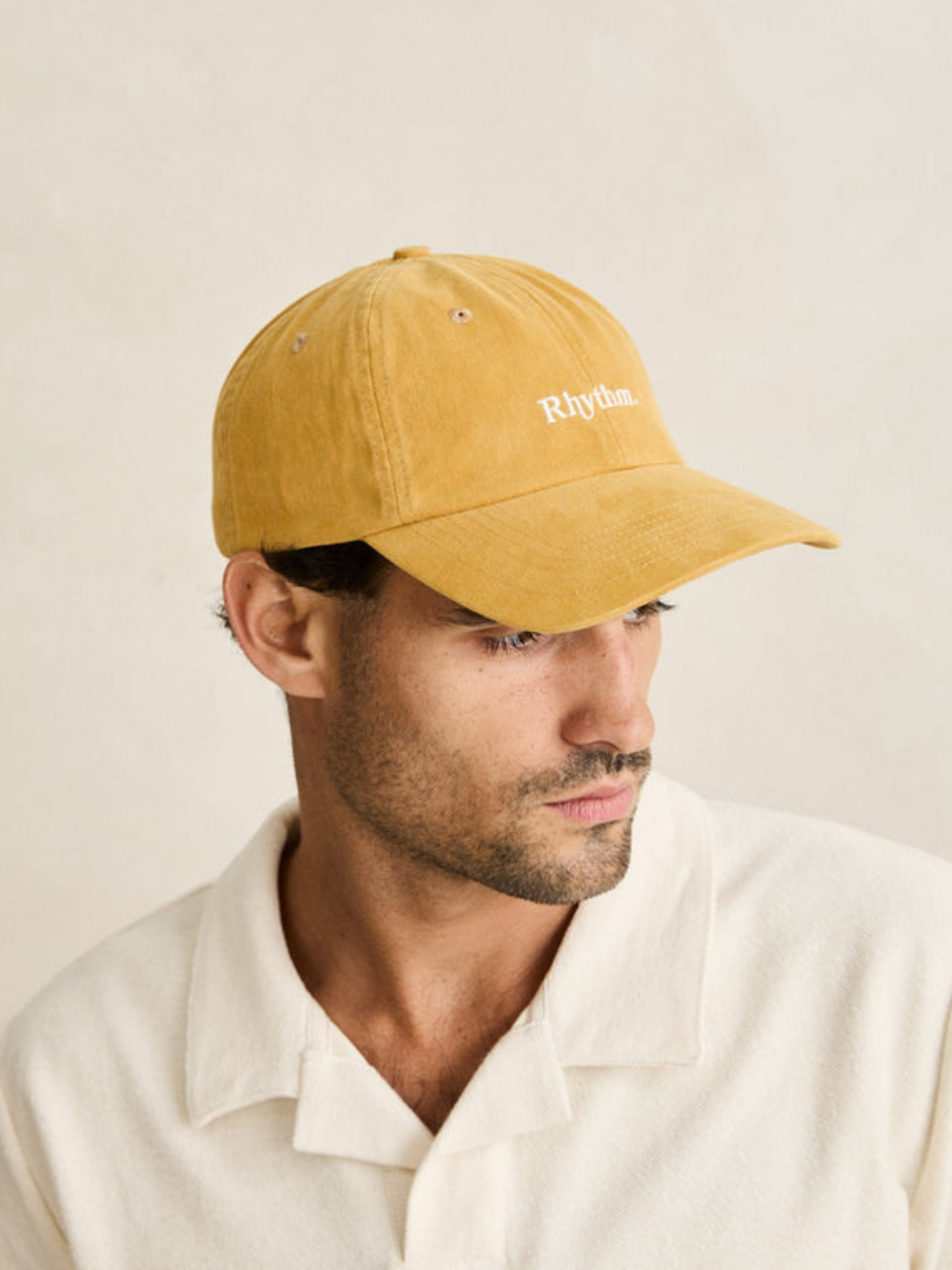 Rhythm Essential Brushed Twill Cap Mustard Yellow Embroidered Front 100% Cotton Low Profile Soft Hat Men’s Accessories for Men Guy’s Summer Hats Headwear Athens Kempt Menswear Store Near Me