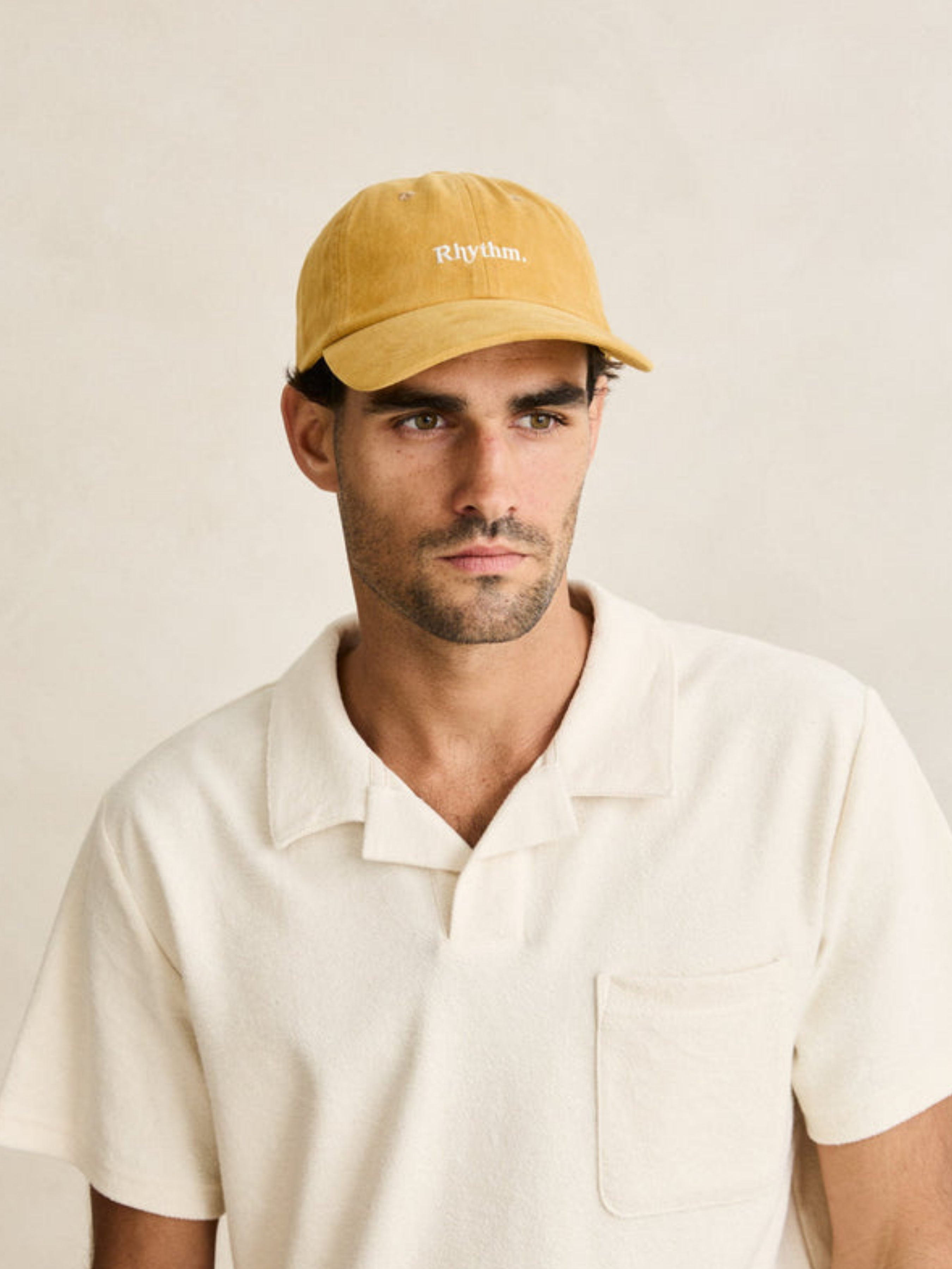 Rhythm Essential Brushed Twill Cap Mustard Yellow Embroidered Front 100% Cotton Low Profile Soft Hat Men’s Accessories for Men Guy’s Summer Hats Headwear Athens Kempt Menswear Store Near Me