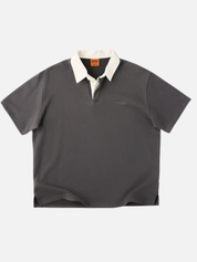Rhythm KOA SS Rugby Polo Charcoal Grey White Collar Short Sleeve Polo Collared Shirt for Guys Summer Rugby Outfit Athens GA Georgia Kempt menswear Store NEar Me