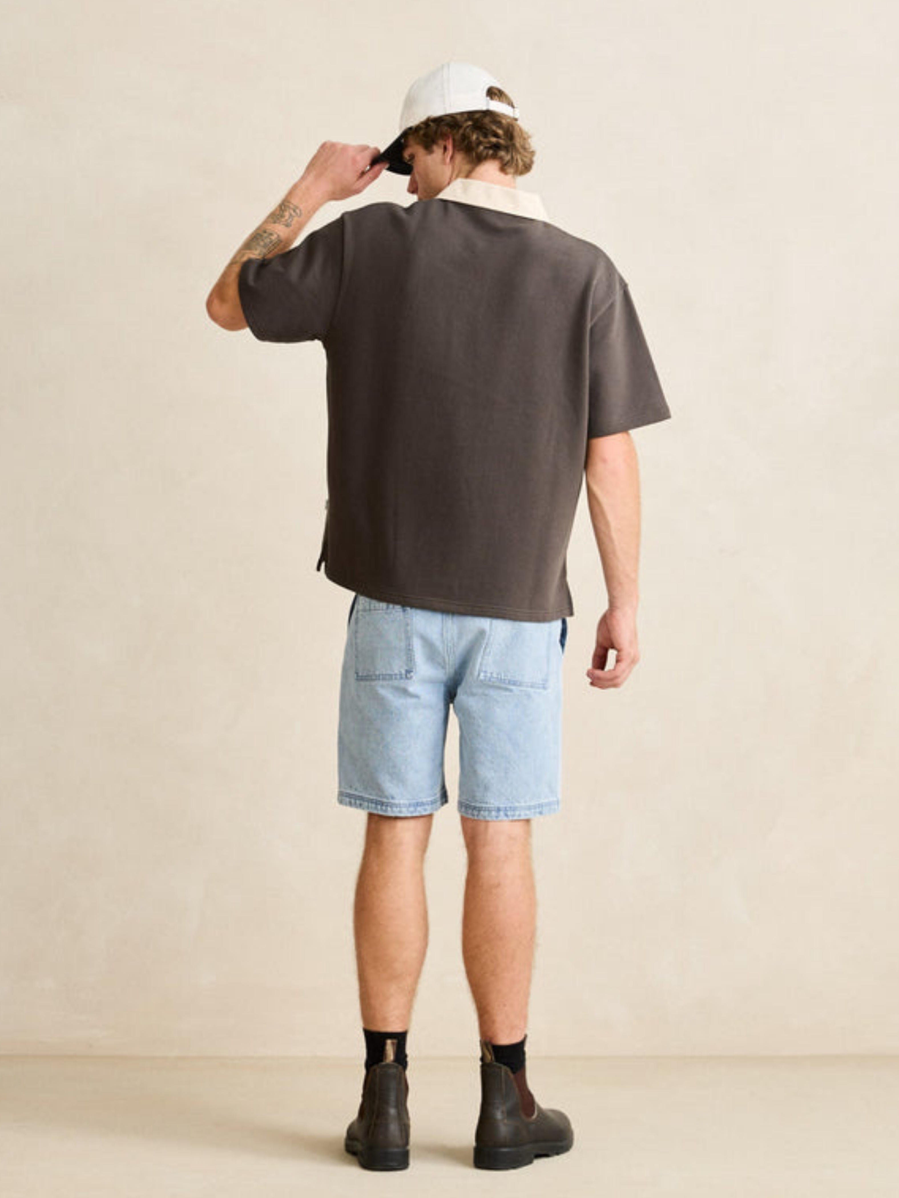 Rhythm KOA SS Rugby Polo Charcoal Grey White Collar Short Sleeve Polo Collared Shirt for Guys Summer Rugby Outfit Athens GA Georgia Kempt menswear Store NEar Me