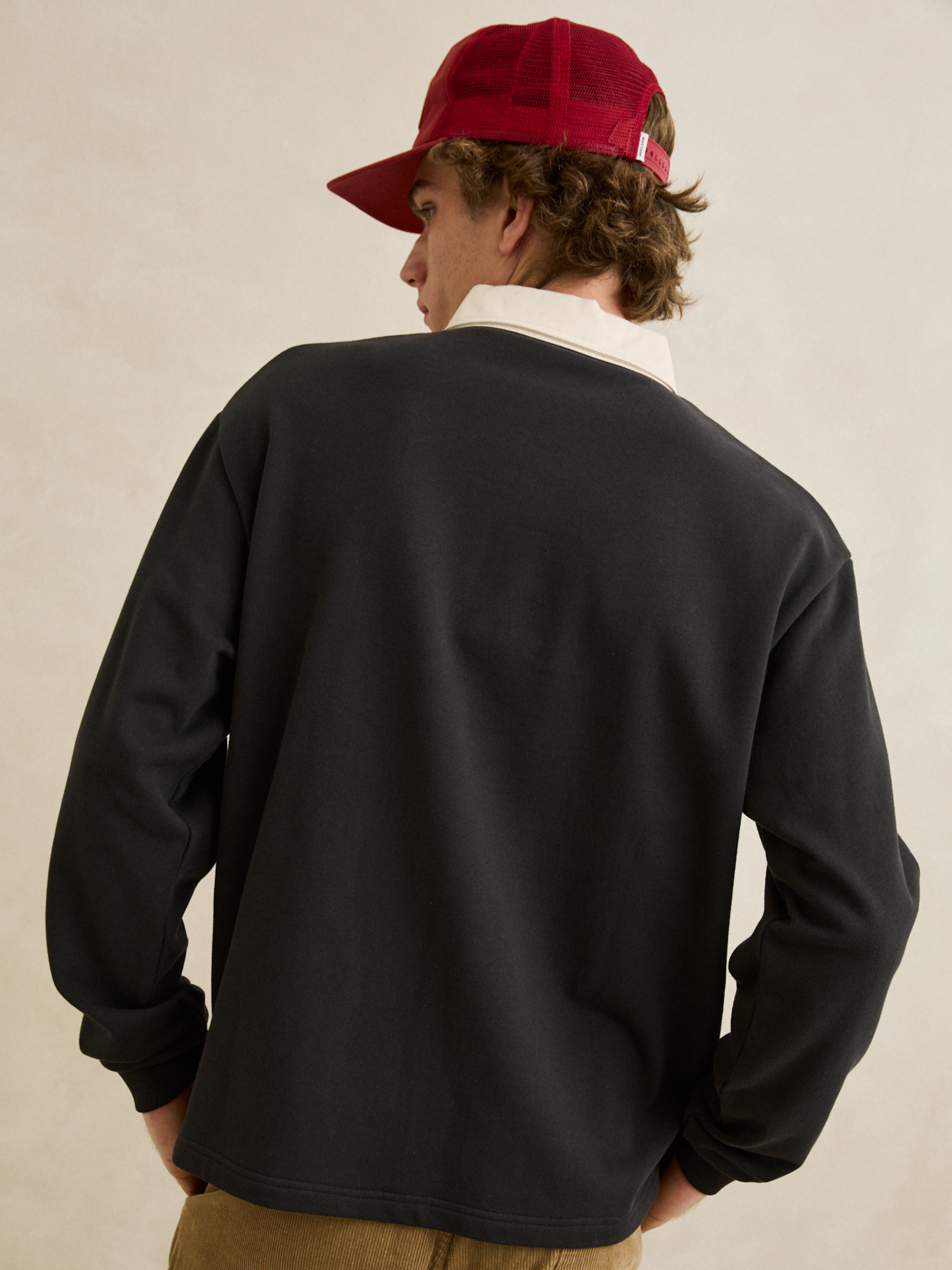 Rhythm Koa Rugby LS Polo - Black