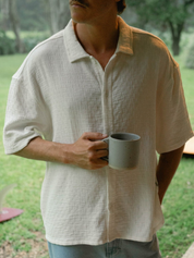 Rhythm LeadsRelaxed Check SS Short Sleeve Shirt White Check Pattern Lightweight Men’s Summer Tops for Men Guy’s Vacation Shirts Collared Button Up Athens GA Georgia Kempt Menswear Store Near Me