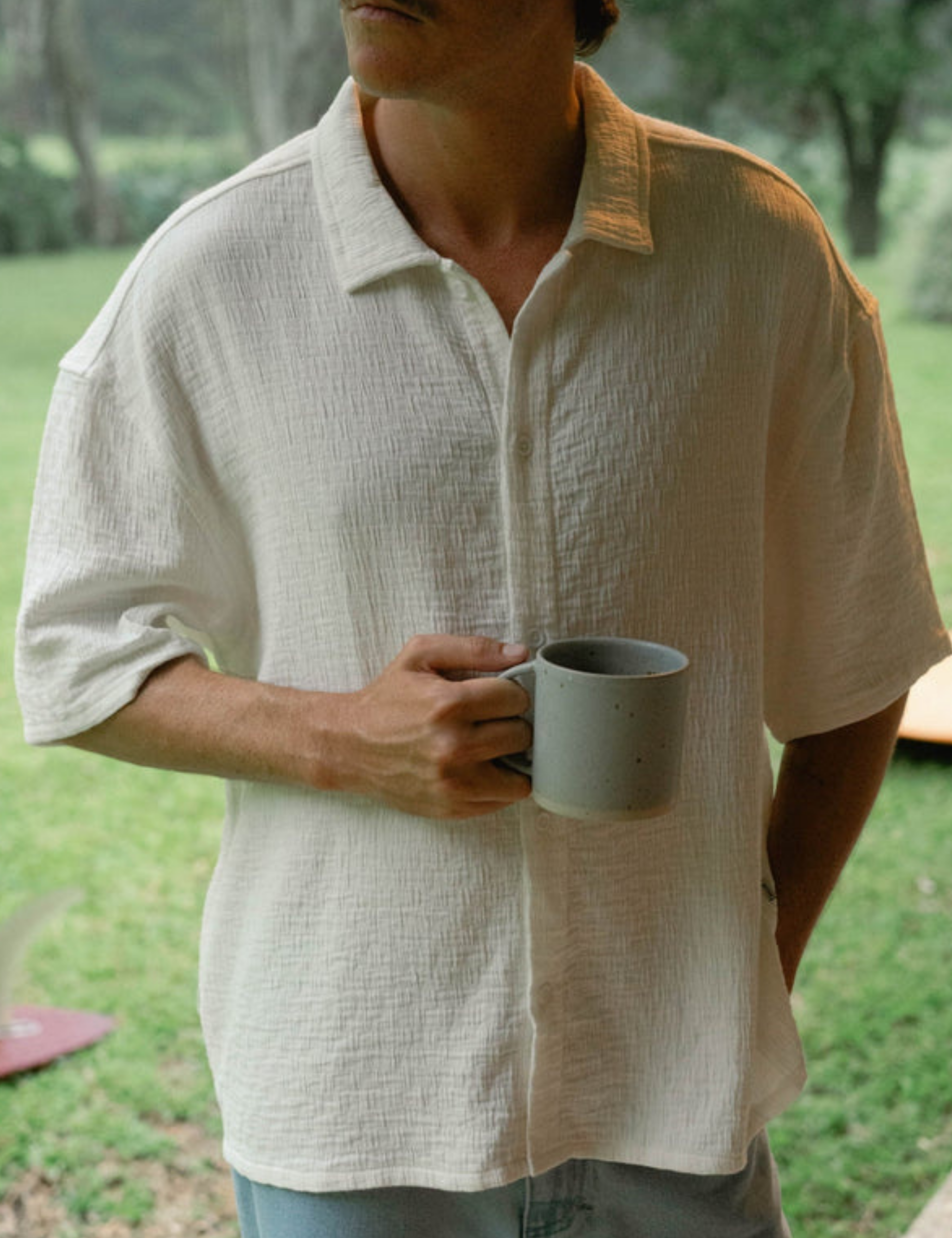 Rhythm LeadsRelaxed Check SS Short Sleeve Shirt White Check Pattern Lightweight Men’s Summer Tops for Men Guy’s Vacation Shirts Collared Button Up Athens GA Georgia Kempt Menswear Store Near Me