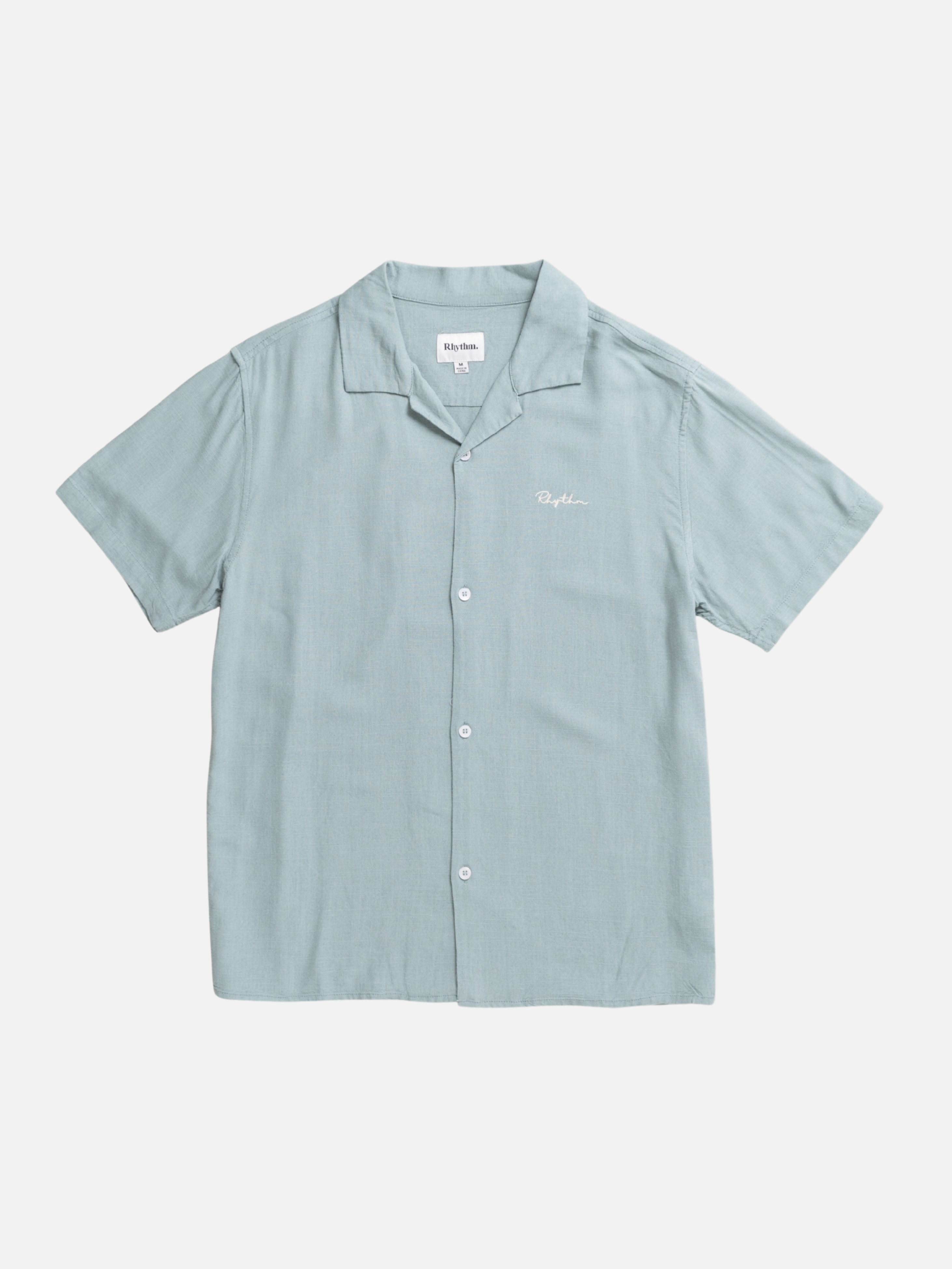 Rhythm Lucas SS Short Sleeve Shirt Seafoam Blue Collared Button Down Casual Mens Tops for Men Summer Shirts for Guys Athens GA Georgia Kempt Menswear Store Near Me