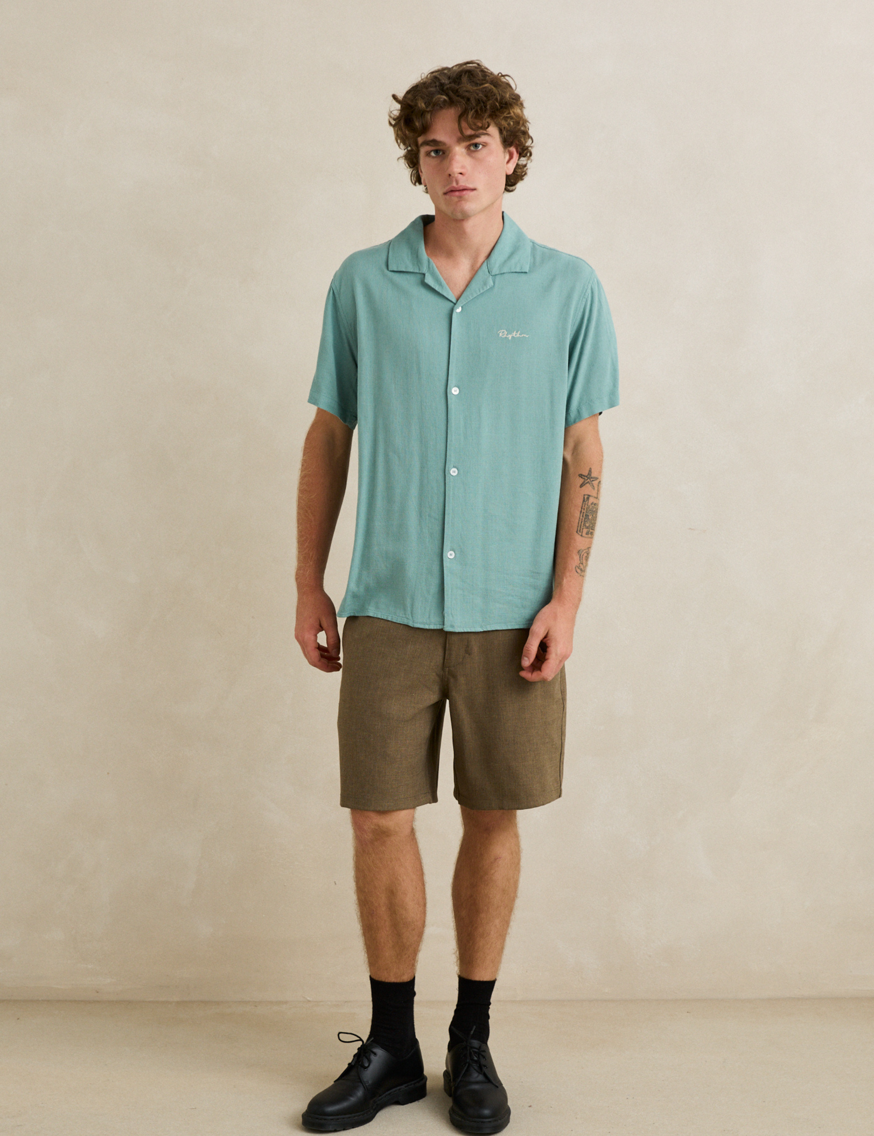 Rhythm Lucas SS Short Sleeve Shirt Seafoam Blue Collared Button Down Casual Mens Tops for Men Summer Shirts for Guys Athens GA Georgia Kempt Menswear Store Near Me