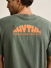 Rhythm Portico Vintage Short Sleeve SS T-Shirt Forest Green Graphic Tee Front and Back Screen Printing Tee Athens GA Georgia Kempt Menswear Store Near Me