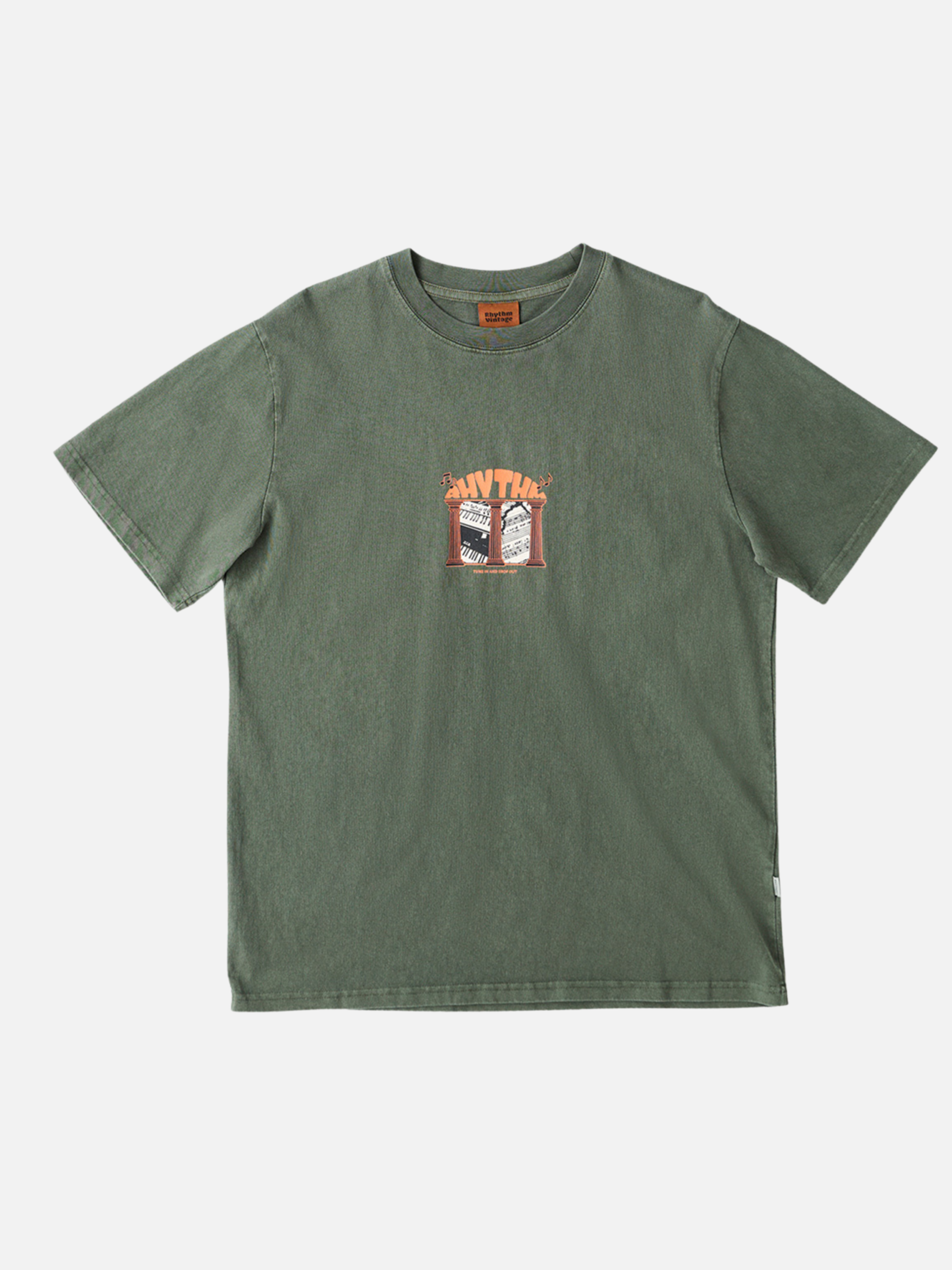 Rhythm Portico Vintage Short Sleeve SS T-Shirt Forest Green Graphic Tee Front and Back Screen Printing Tee Athens GA Georgia Kempt Menswear Store Near Me