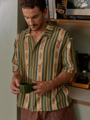 Rhythm Propagate SS Short Sleeve Shirt Aloe Green Yellow Art Print Collared Button Up Summer Shirt for Guys Men’s Tops for Men Athens GA Georgia Kempt Menswear Store Near Me