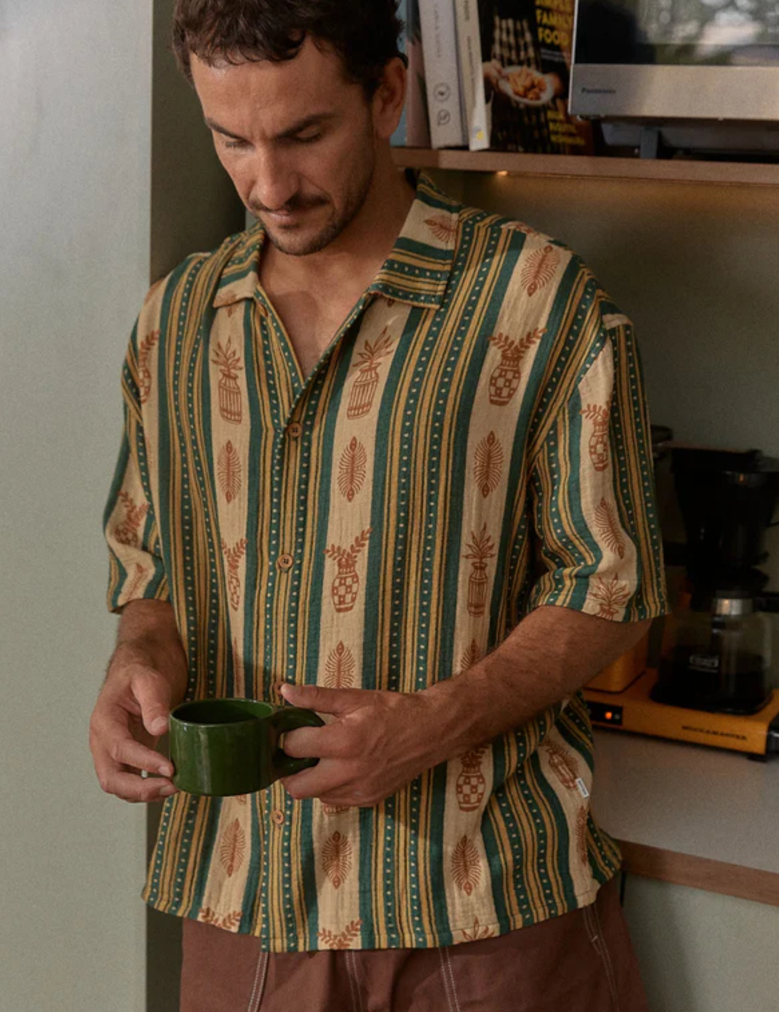 Rhythm Propagate SS Short Sleeve Shirt Aloe Green Yellow Art Print Collared Button Up Summer Shirt for Guys Men’s Tops for Men Athens GA Georgia Kempt Menswear Store Near Me