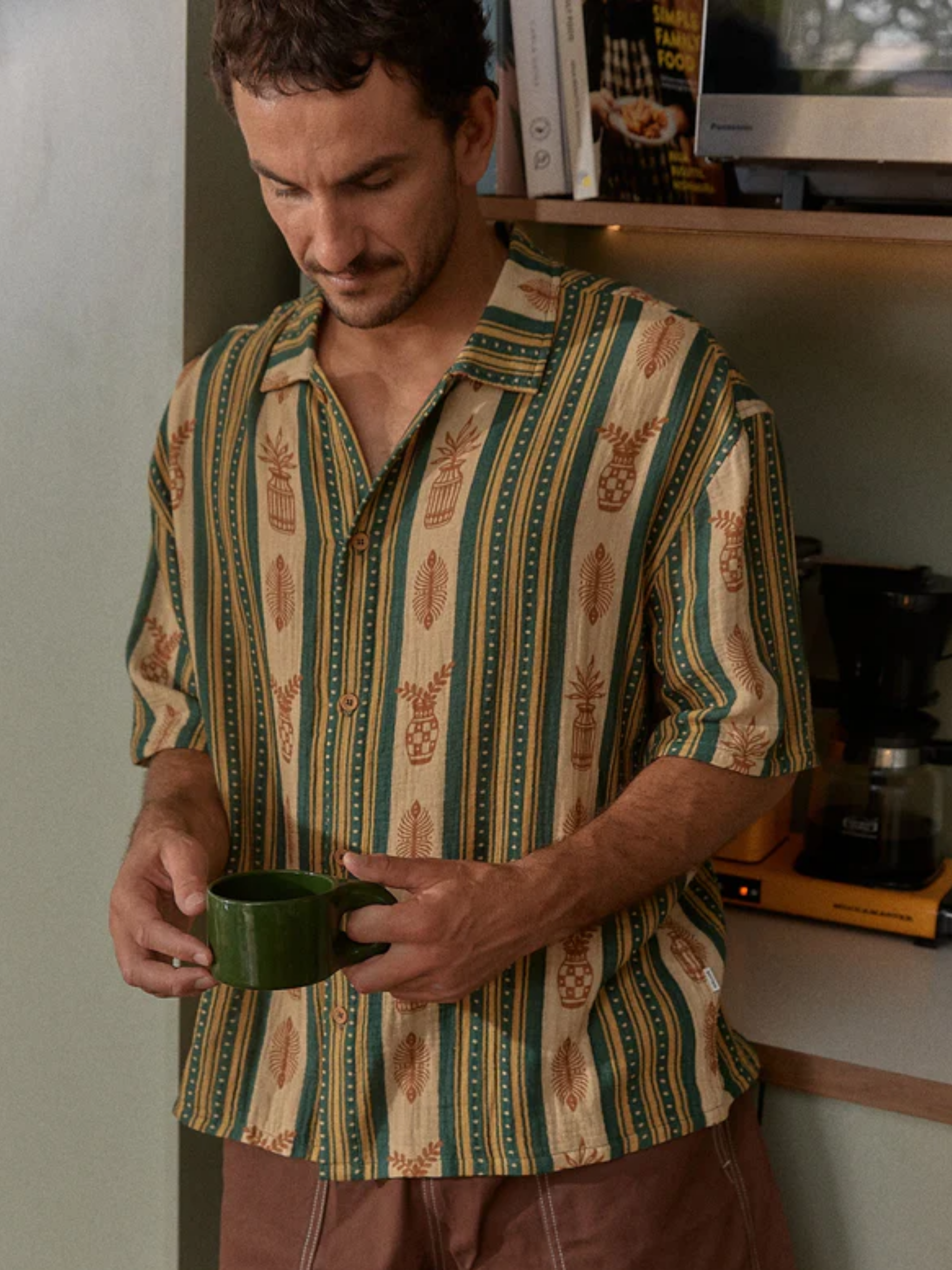 Rhythm Propagate SS Short Sleeve Shirt Aloe Green Yellow Art Print Collared Button Up Summer Shirt for Guys Men’s Tops for Men Athens GA Georgia Kempt Menswear Store Near Me