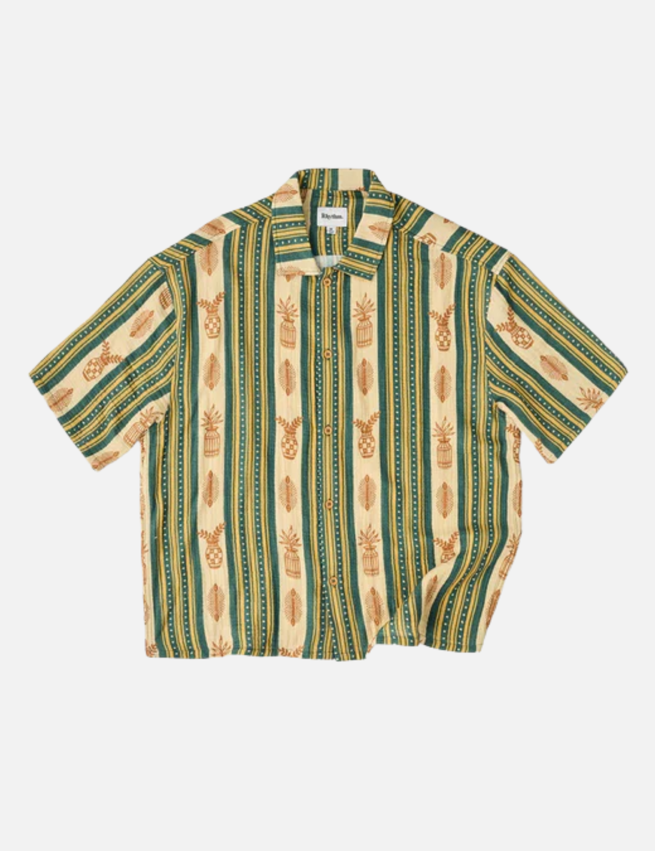 Rhythm Propagate SS Short Sleeve Shirt Aloe Green Yellow Art Print Collared Button Up Summer Shirt for Guys Men’s Tops for Men Athens GA Georgia Kempt Menswear Store Near Me