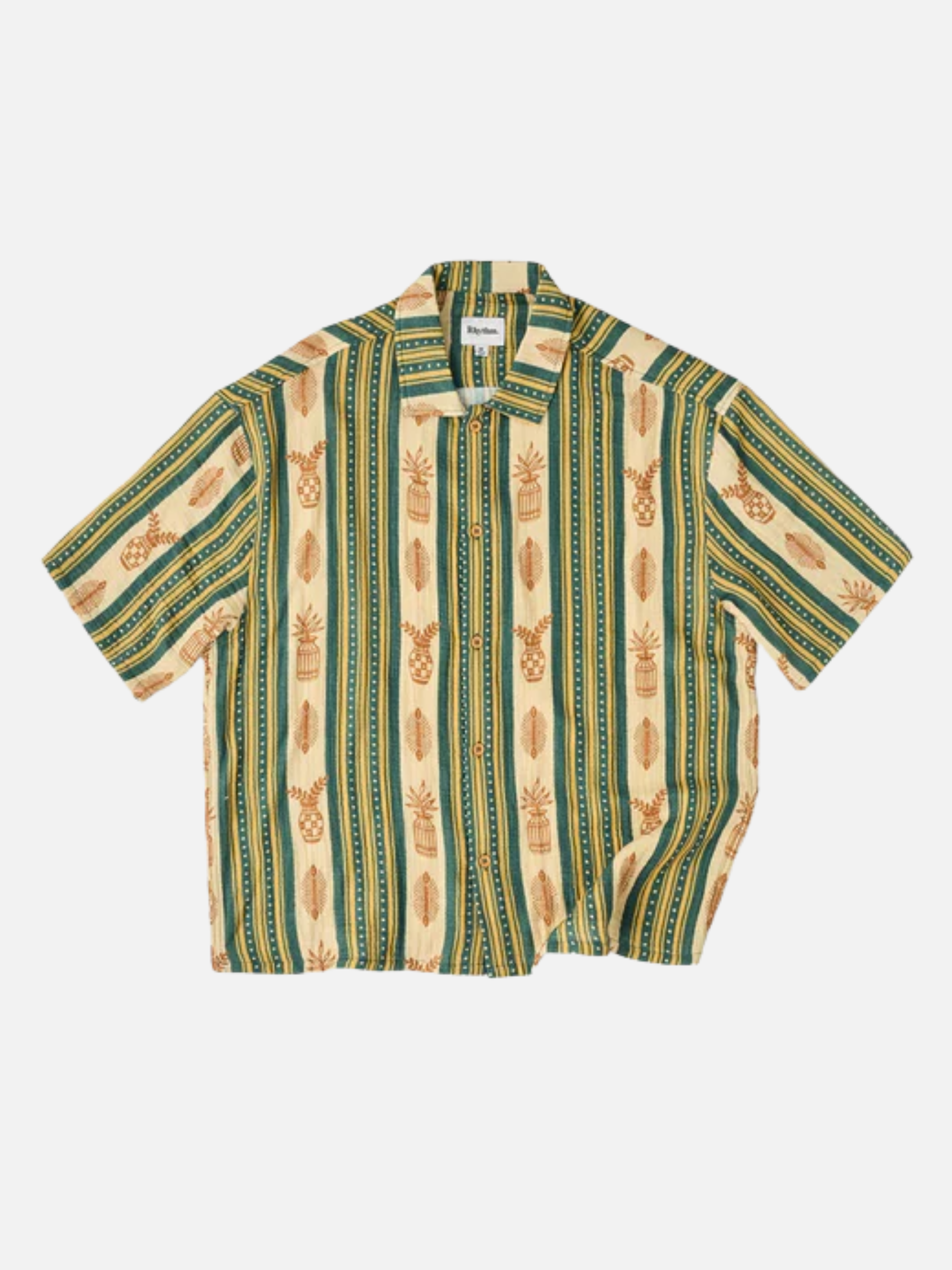 Rhythm Propagate SS Short Sleeve Shirt Aloe Green Yellow Art Print Collared Button Up Summer Shirt for Guys Men’s Tops for Men Athens GA Georgia Kempt Menswear Store Near Me