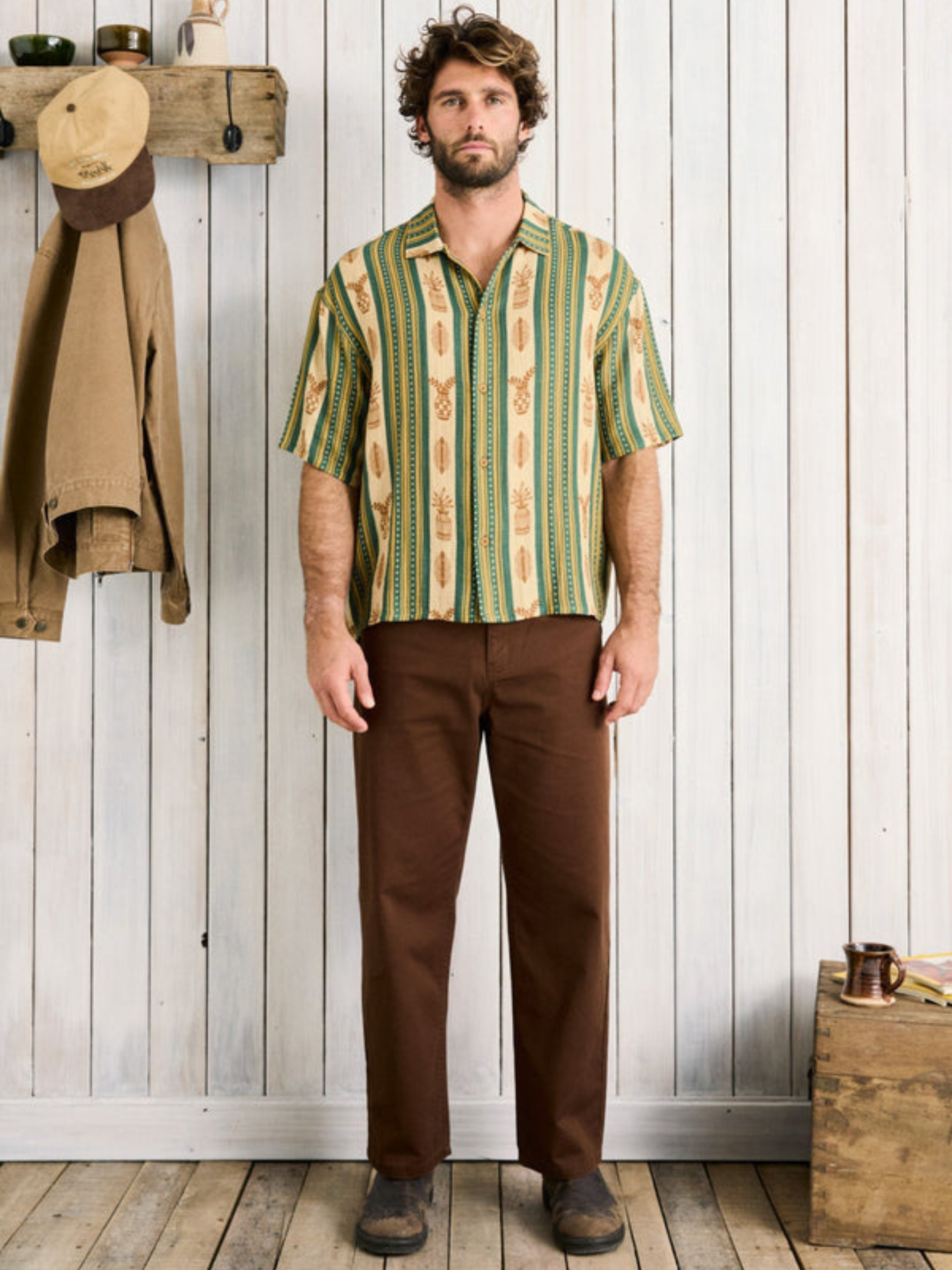 Rhythm Propagate SS Short Sleeve Shirt Aloe Green Yellow Art Print Collared Button Up Summer Shirt for Guys Men’s Tops for Men Athens GA Georgia Kempt Menswear Store Near Me