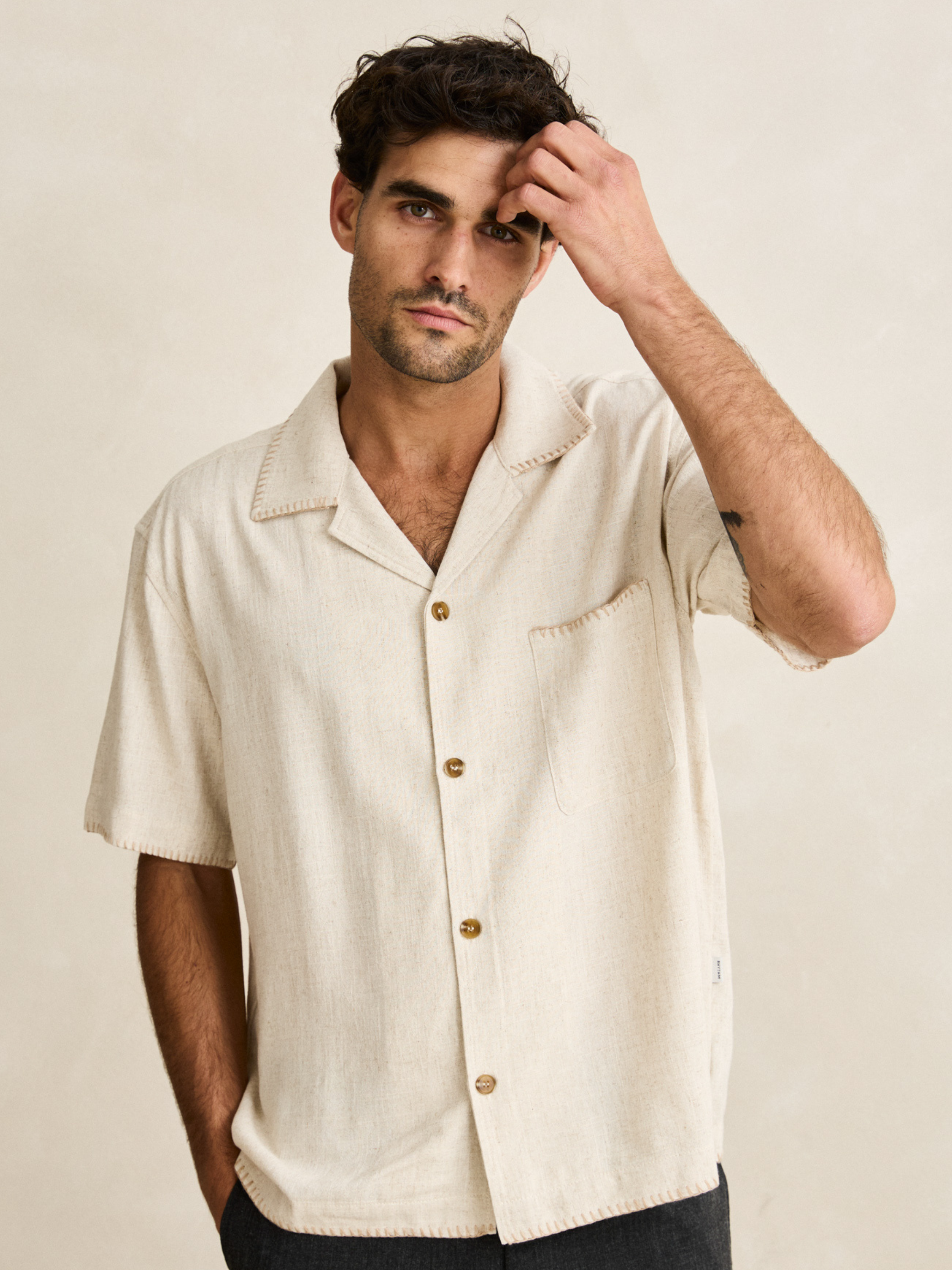 Rhythm Relaxed Whip Stitch Shirt - Natural