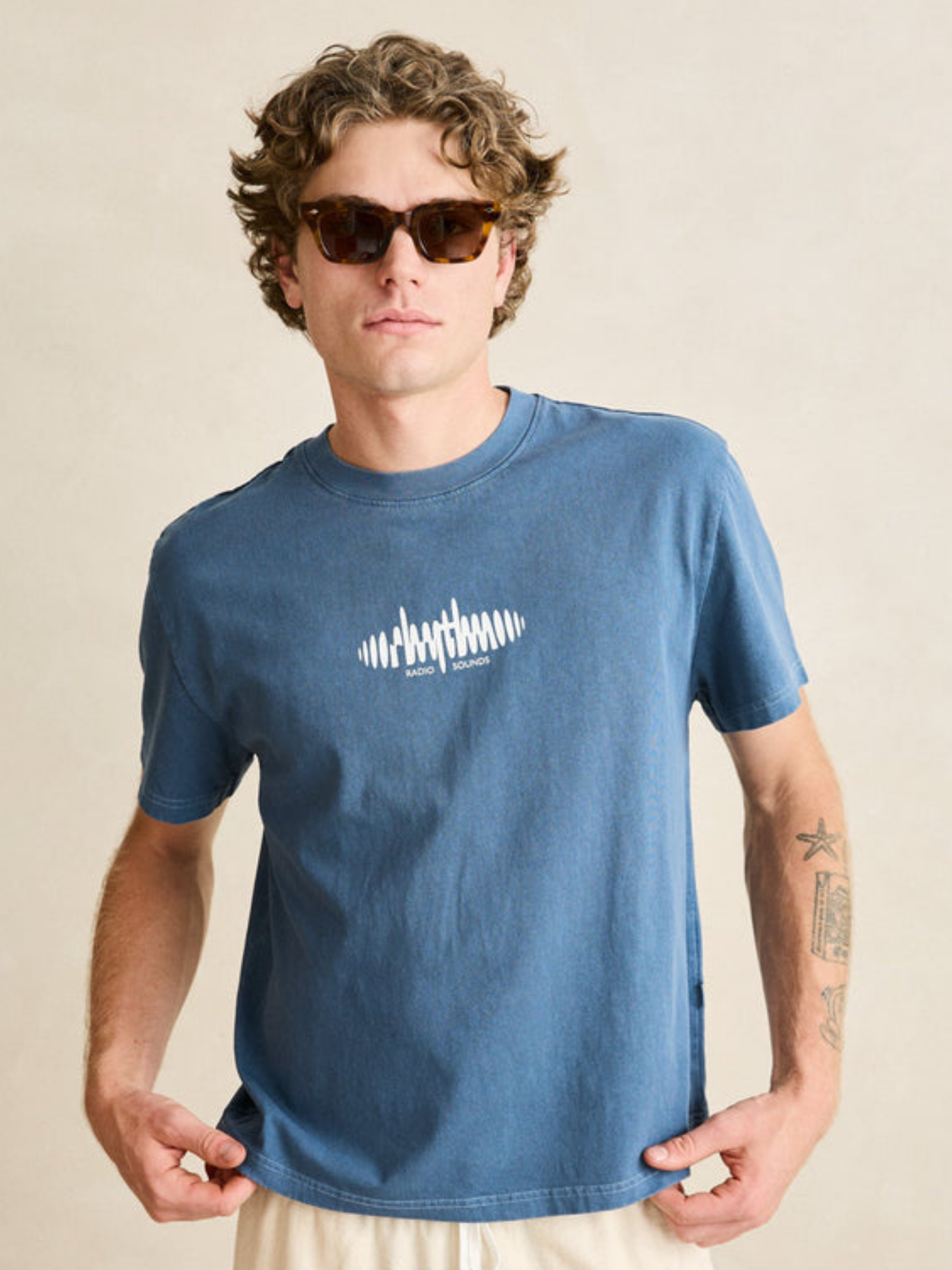 Rhythm Sounds Contrast Band T-Shirt - Blue