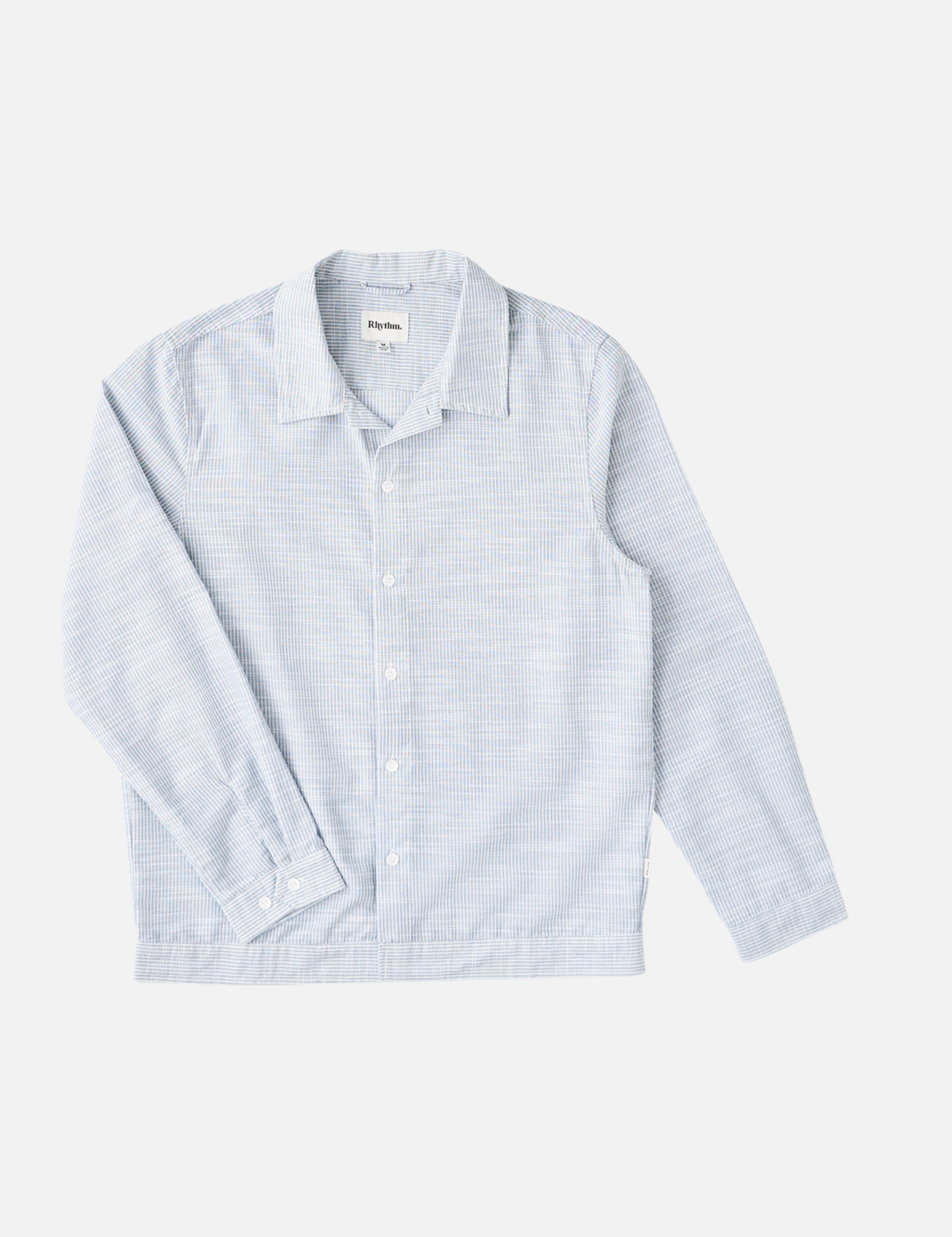 Rhythm Striped Linen LS Long Sleeve Shirt Vintage Blue Stripes Men’s Summer Collared Button Up Summer Tops for Men Athens GA Georgia Kempt Menswear Store Near Me