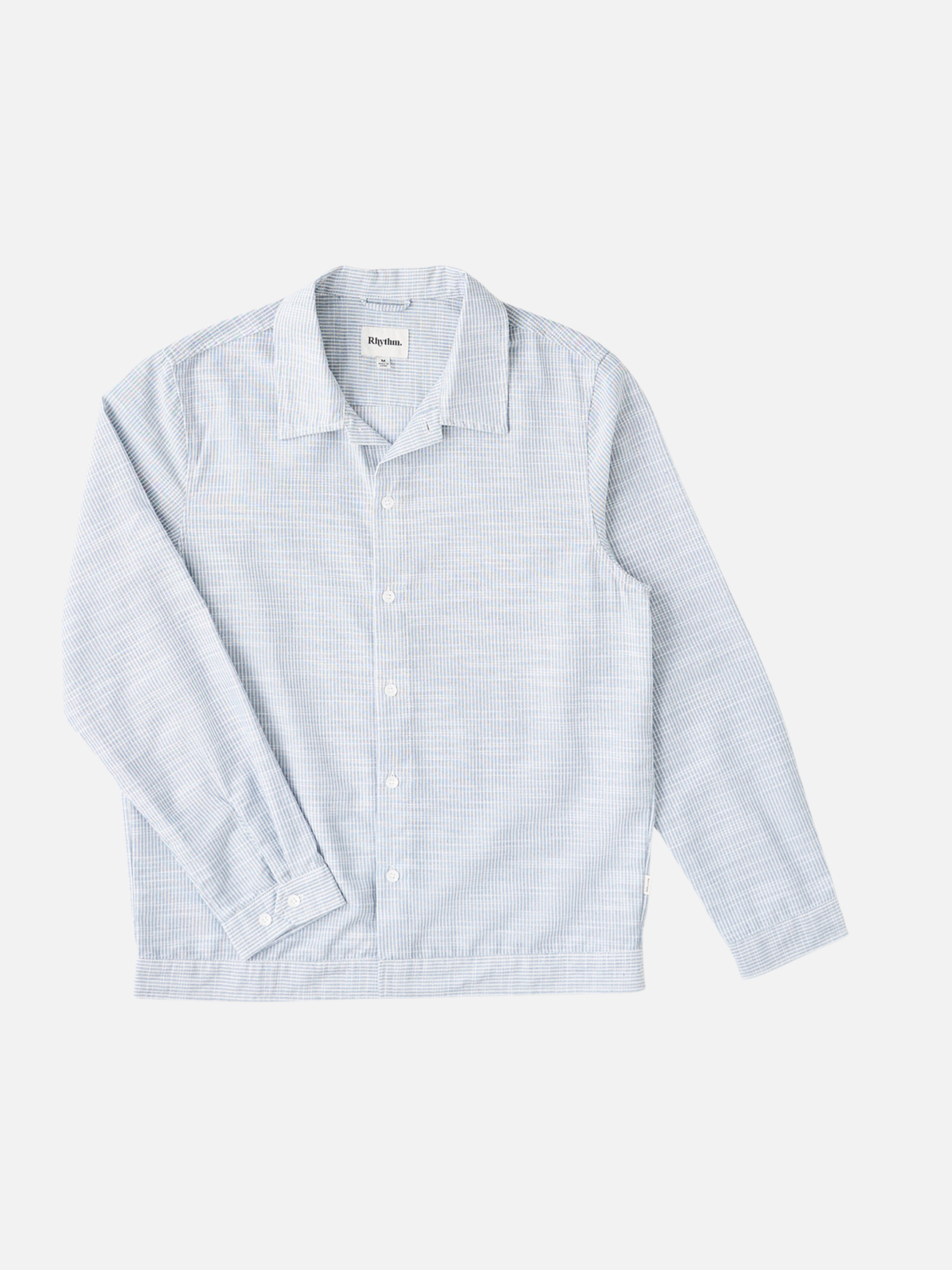 Rhythm Striped Linen LS Long Sleeve Shirt Vintage Blue Stripes Men’s Summer Collared Button Up Summer Tops for Men Athens GA Georgia Kempt Menswear Store Near Me