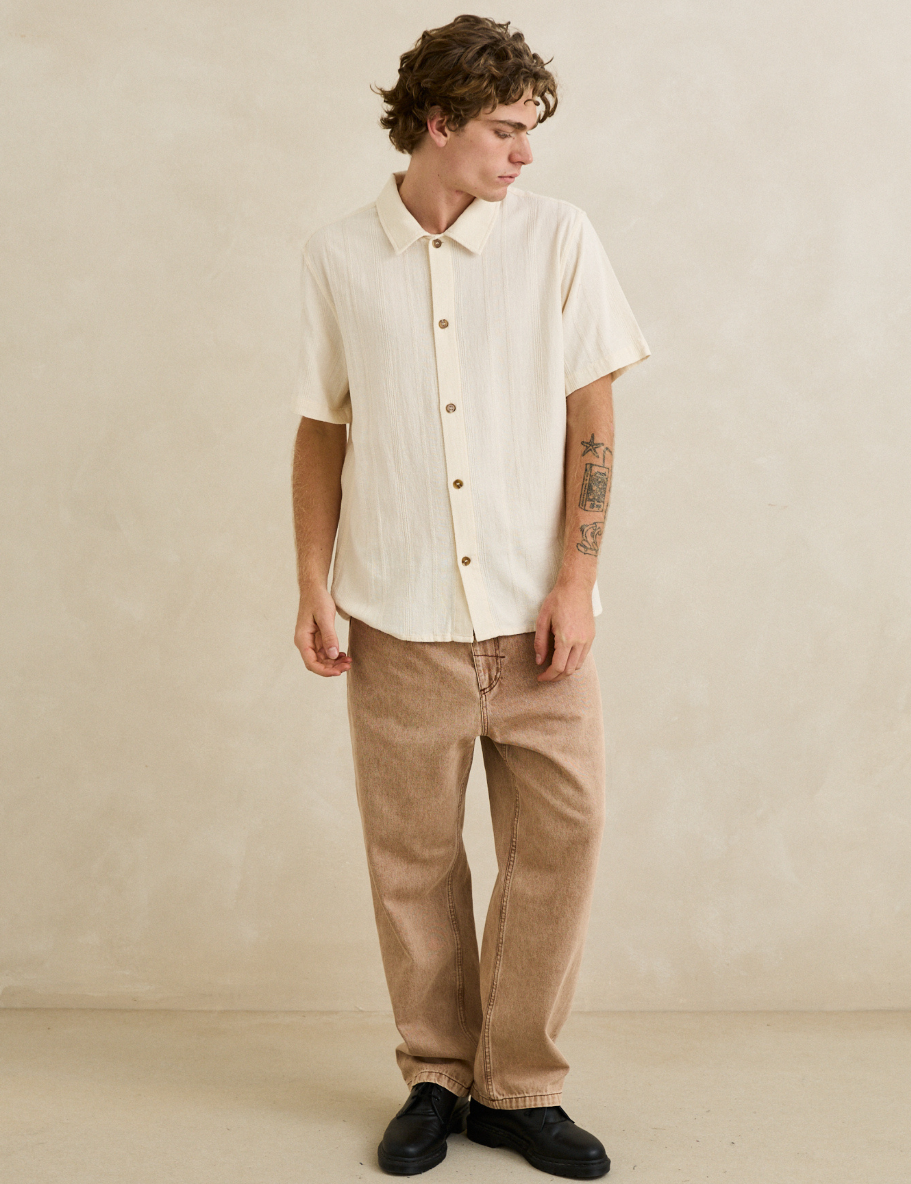 Rhythm Sundown SS Short Sleeve Shirt Button Down Collared Men’s Tops for Men Casual Shit for Guys Natural White Closet Basic Staple Shirt for Guys Athens GA Georgia Kempt Menswear Store Near Me
