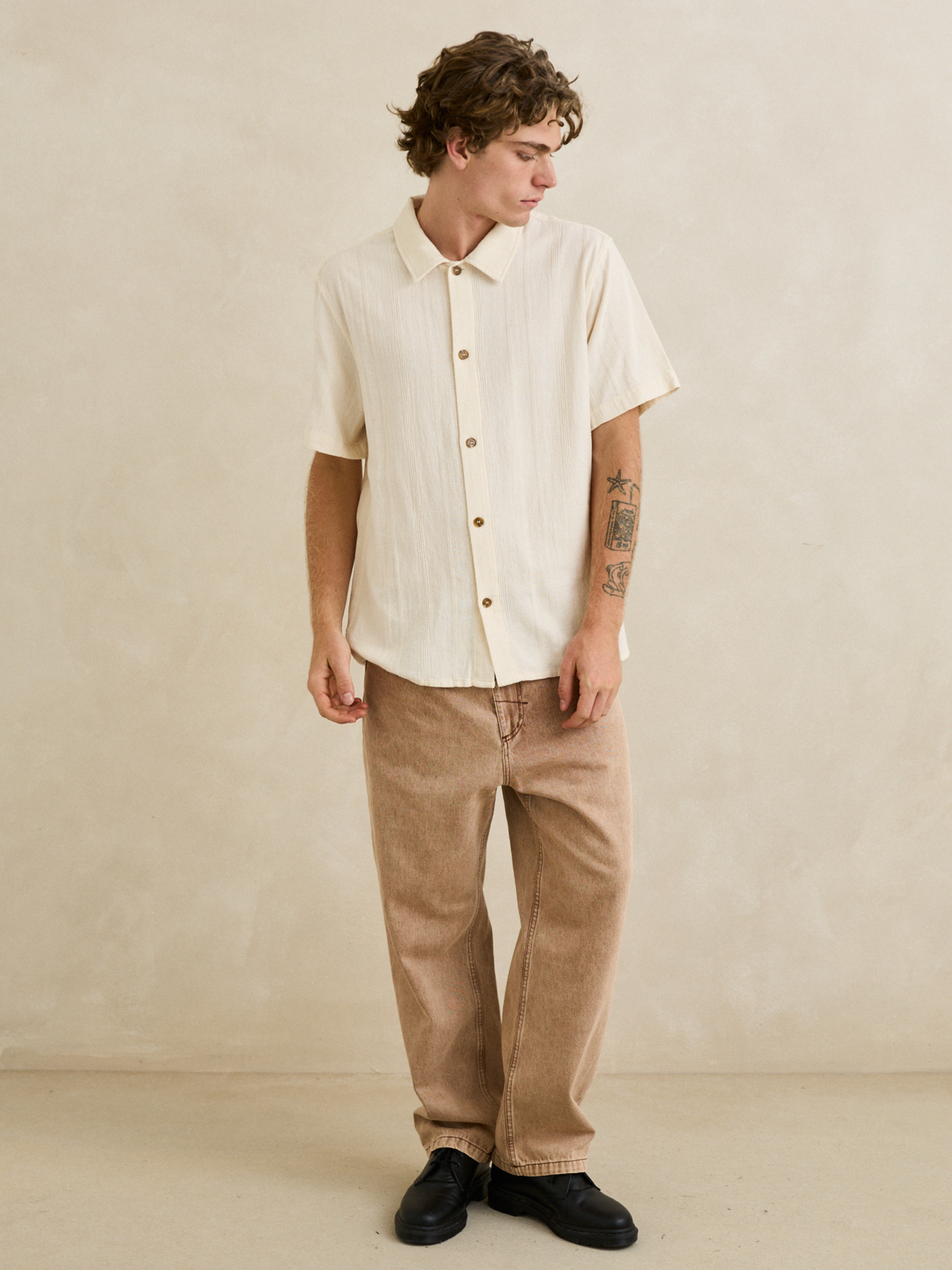 Rhythm Sundown SS Short Sleeve Shirt Button Down Collared Men’s Tops for Men Casual Shit for Guys Natural White Closet Basic Staple Shirt for Guys Athens GA Georgia Kempt Menswear Store Near Me