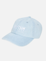 Rhythm Surf Essentials Light Wash Denim Cap Light Blue Embroidered Front 100% Cotton Low Profile Soft Hat Men’s Accessories for Men Guy’s Summer Hats Headwear Athens Kempt Menswear Store Near Me