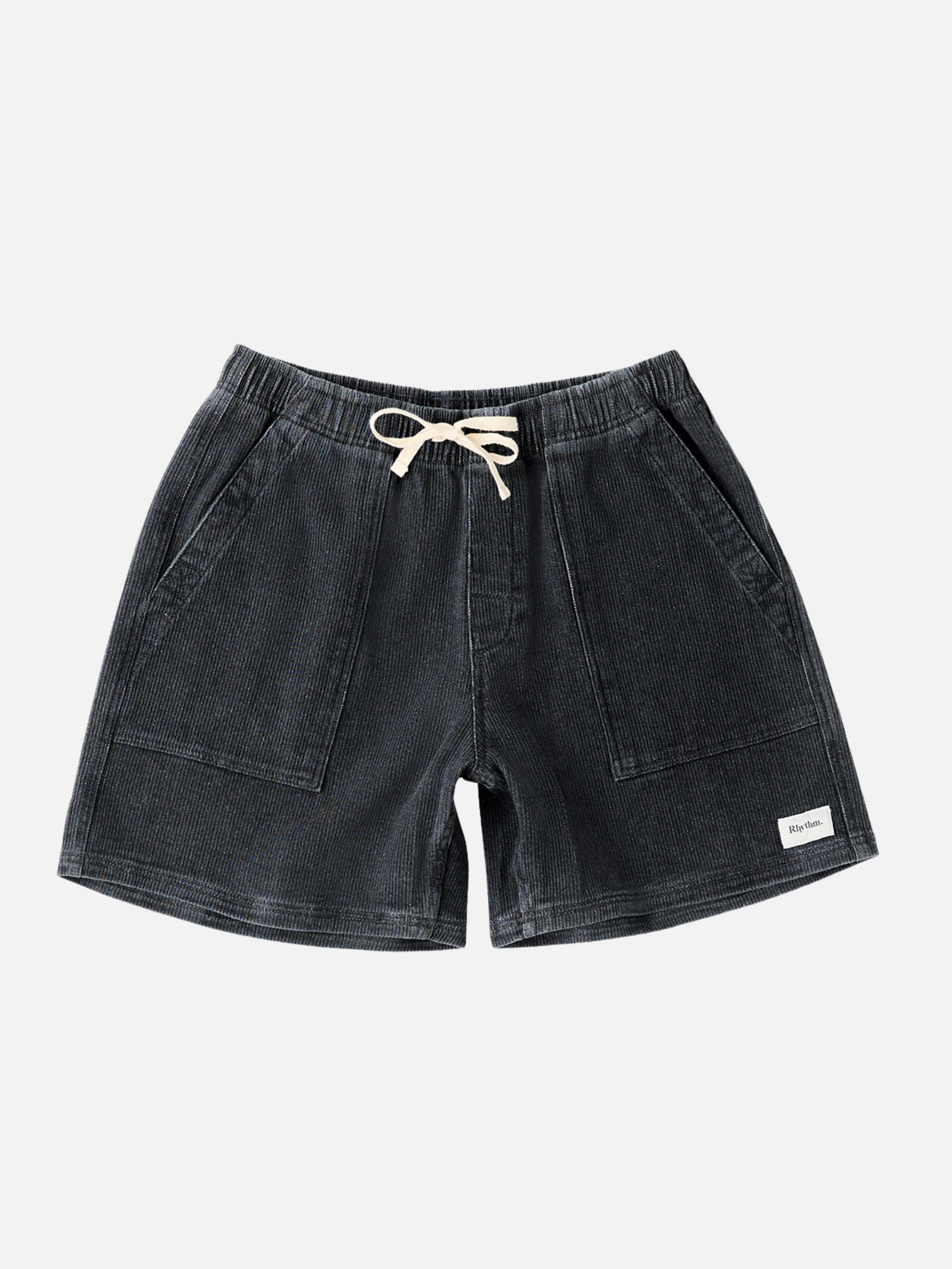 Rhythm Textured Wale Jam Short Washed Dark Indigo Elastic Waist Drawstring Men’s Bottoms Summer Shorts for Guys Athens GA Georgia Kempt Menswear Store Near Me
