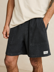 Rhythm Textured Wale Jam Short Washed Dark Indigo Elastic Waist Drawstring Men’s Bottoms Summer Shorts for Guys Athens GA Georgia Kempt Menswear Store Near Me