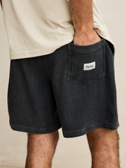 Rhythm Textured Wale Jam Short Washed Dark Indigo Elastic Waist Drawstring Men’s Bottoms Summer Shorts for Guys Athens GA Georgia Kempt Menswear Store Near Me