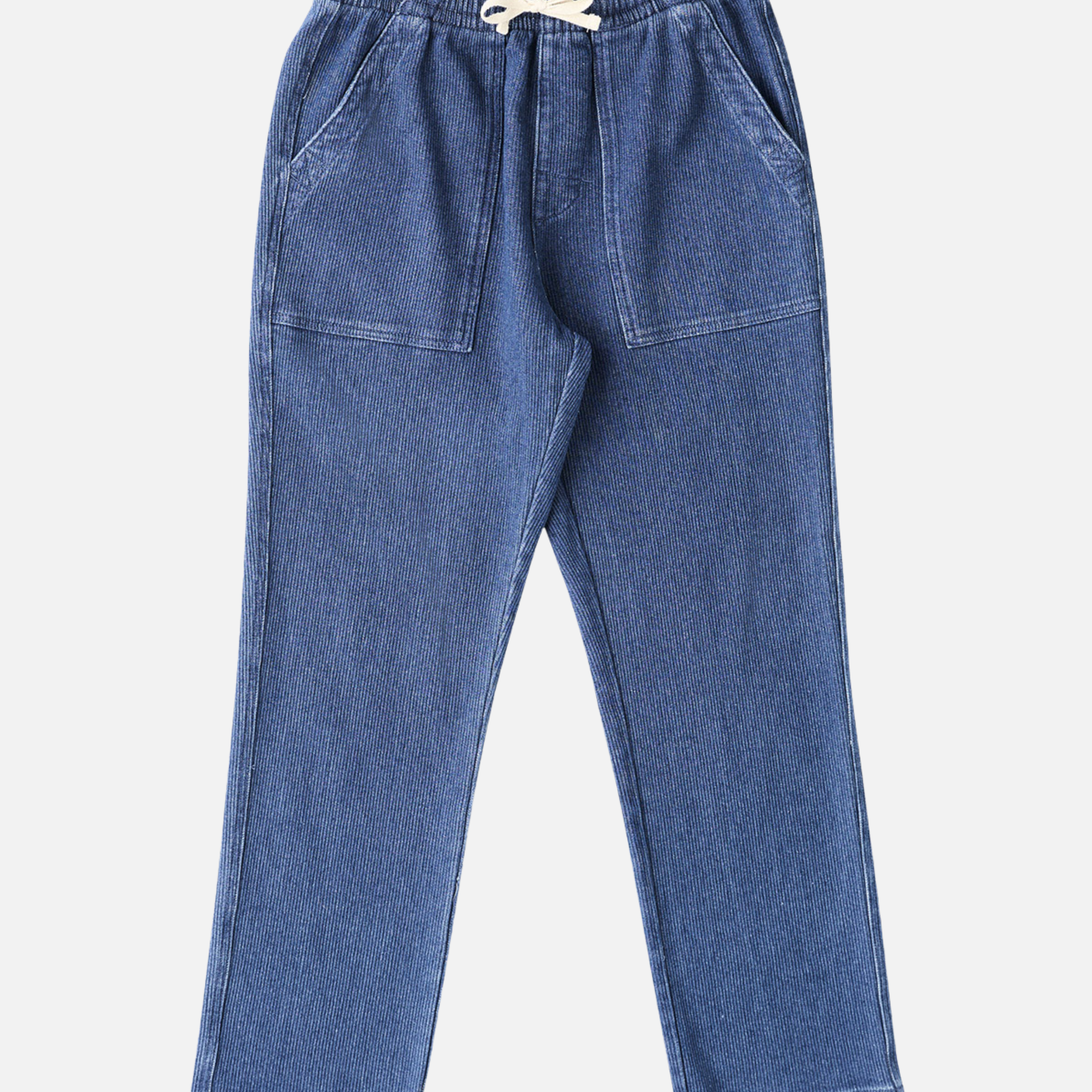 Rhythm Textured Wale Jam Pant Washed Indigo Blue Elastic Waist Drawstring Men’s Bottoms Summer Pants for Guys Athens GA Georgia Kempt Menswear Store Near Me