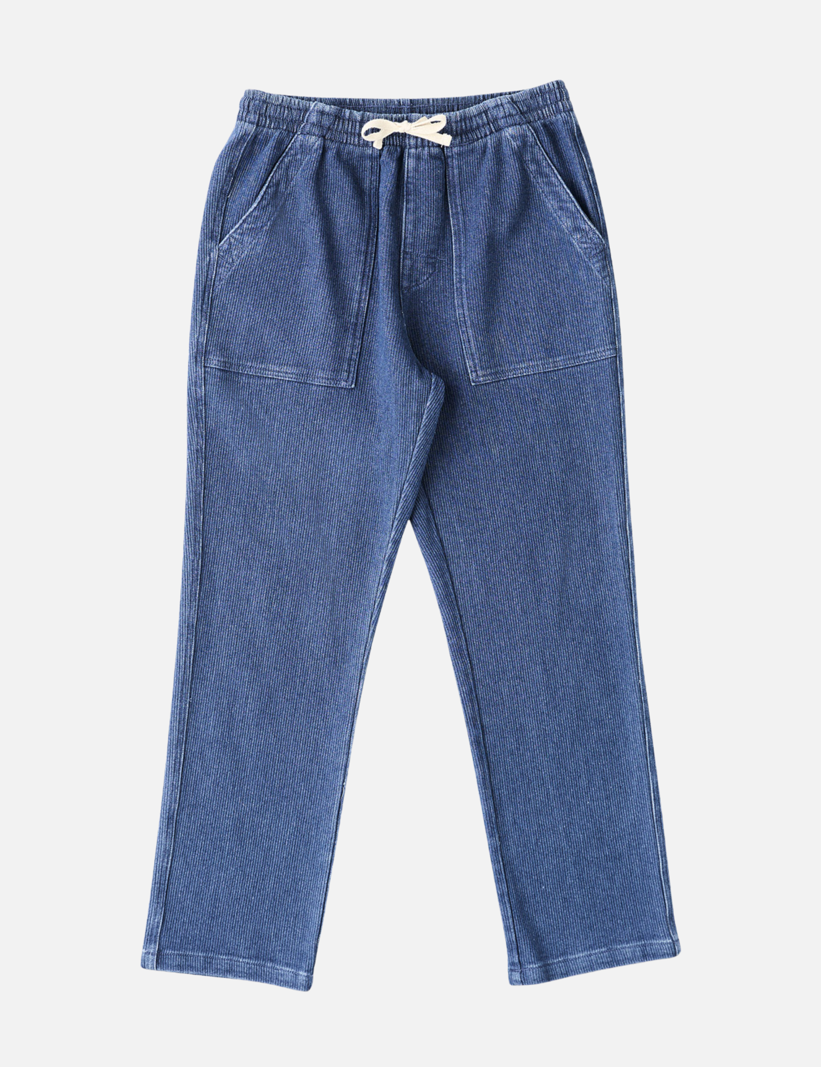 Rhythm Textured Wale Jam Pant Washed Indigo Blue Elastic Waist Drawstring Men’s Bottoms Summer Pants for Guys Athens GA Georgia Kempt Menswear Store Near Me