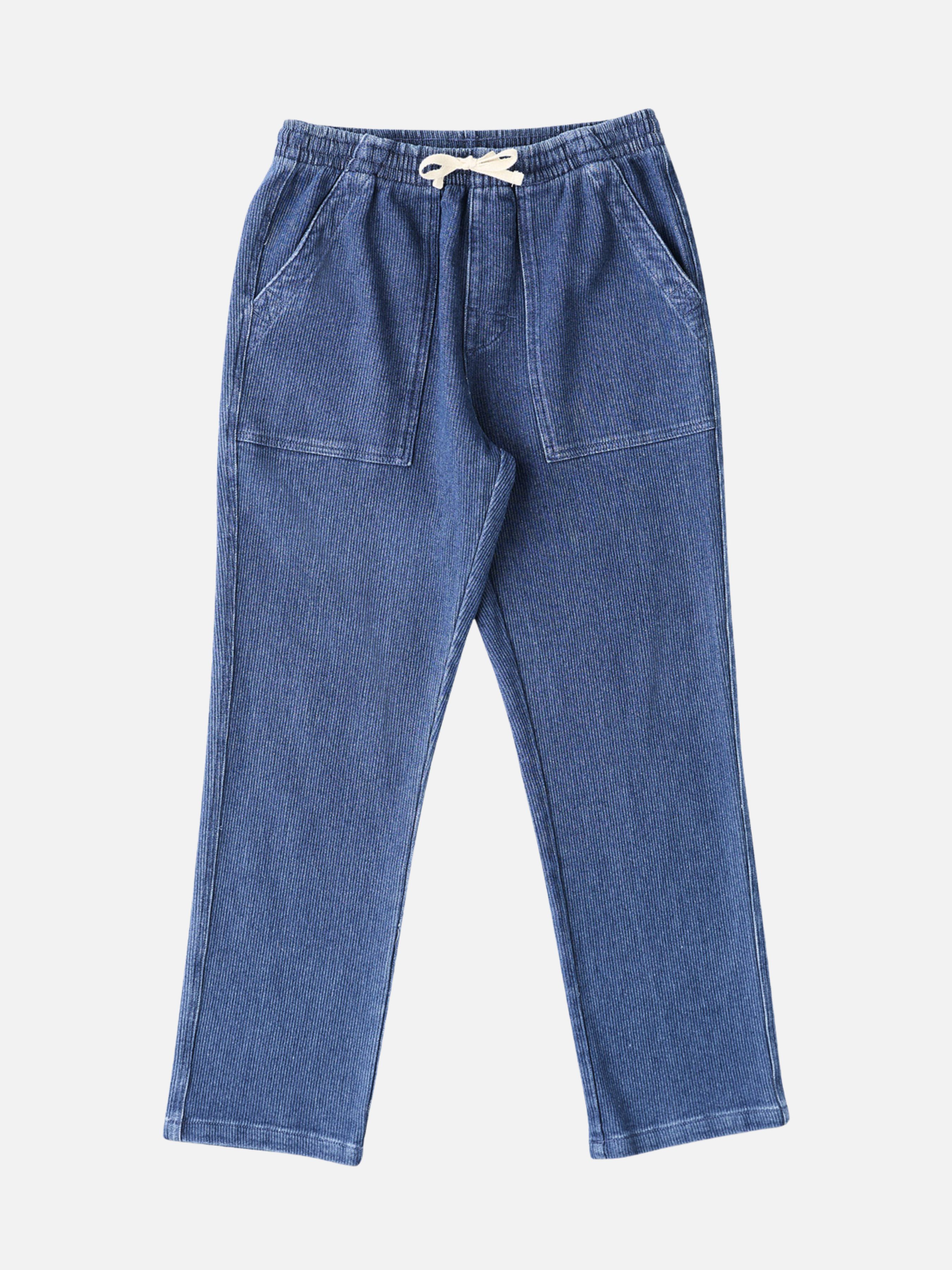 Rhythm Textured Wale Jam Pant Washed Indigo Blue Elastic Waist Drawstring Men’s Bottoms Summer Pants for Guys Athens GA Georgia Kempt Menswear Store Near Me