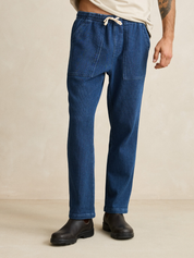Rhythm Textured Wale Jam Pant Washed Indigo Blue Elastic Waist Drawstring Men’s Bottoms Summer Pants for Guys Athens GA Georgia Kempt Menswear Store Near Me