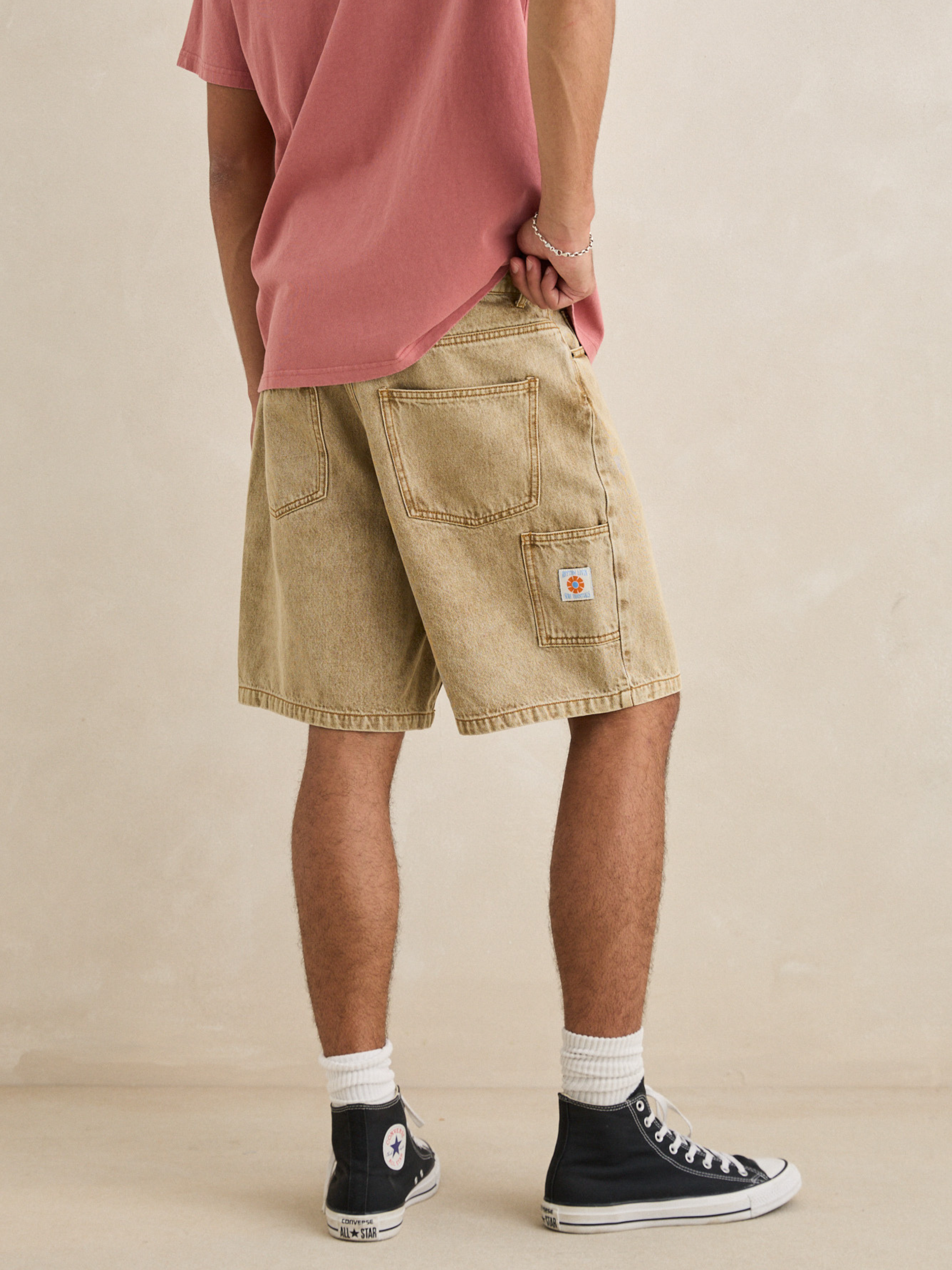 Rhythm Toby Denim Short Jean Shorts Long Jorts for Men Sand Brown Taupe Men’s Summer Bottoms Vacation Short for Guys Athens GA Georgia Kempt Menswear Store Near Me
