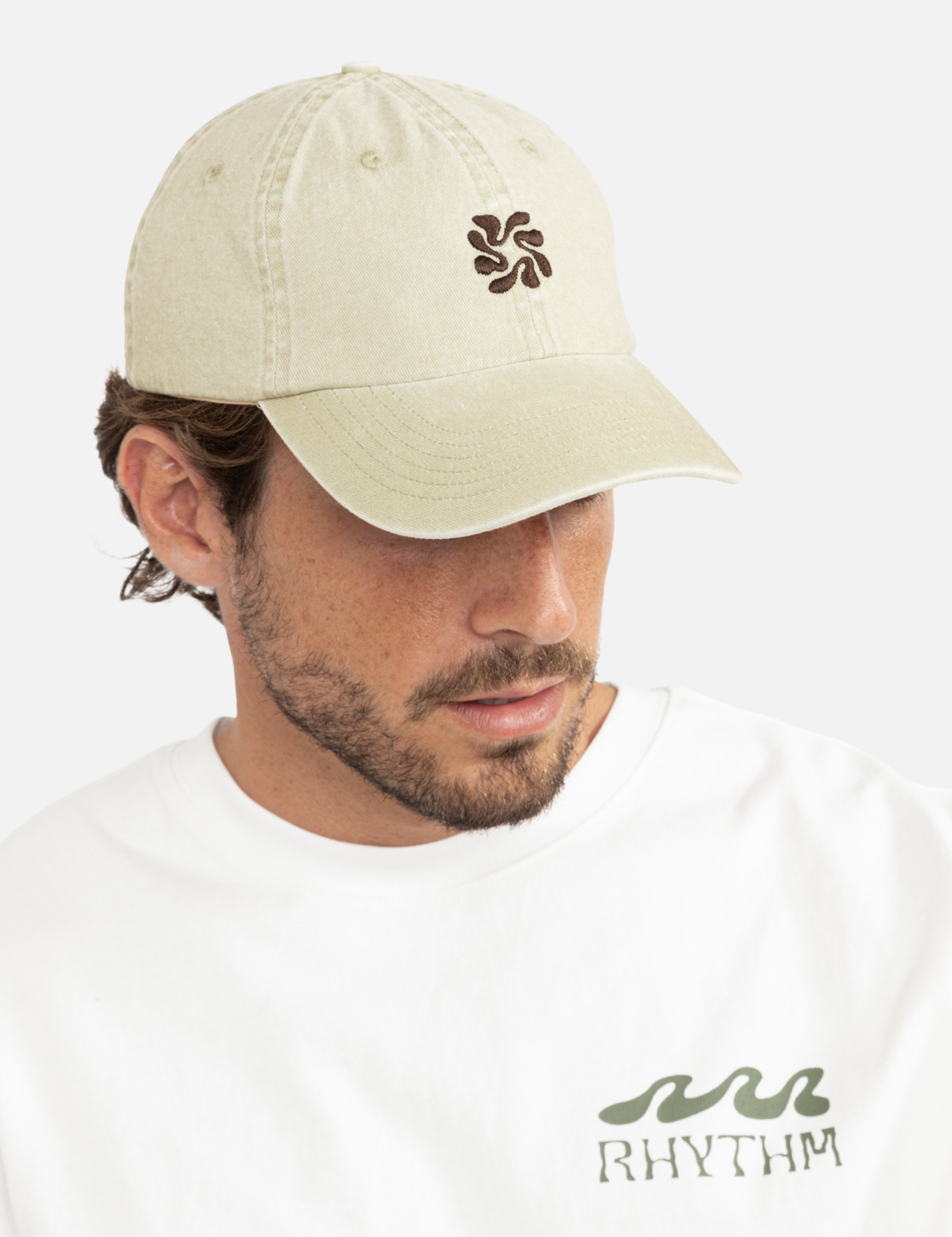 Rhythm Traction Cap Natural Cream White Brown Embroidery Canvas Cotton Unstructured Men’s Cap for Men Athens GA Georgia Kempt Menswear Store Near Me