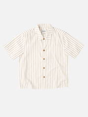 Rhythm Vacation Stripe Crop SS Shirt Multi Cropped Mens Boxy Shirt White Tan Brown Athens GA Kempt Clothing Store Mens