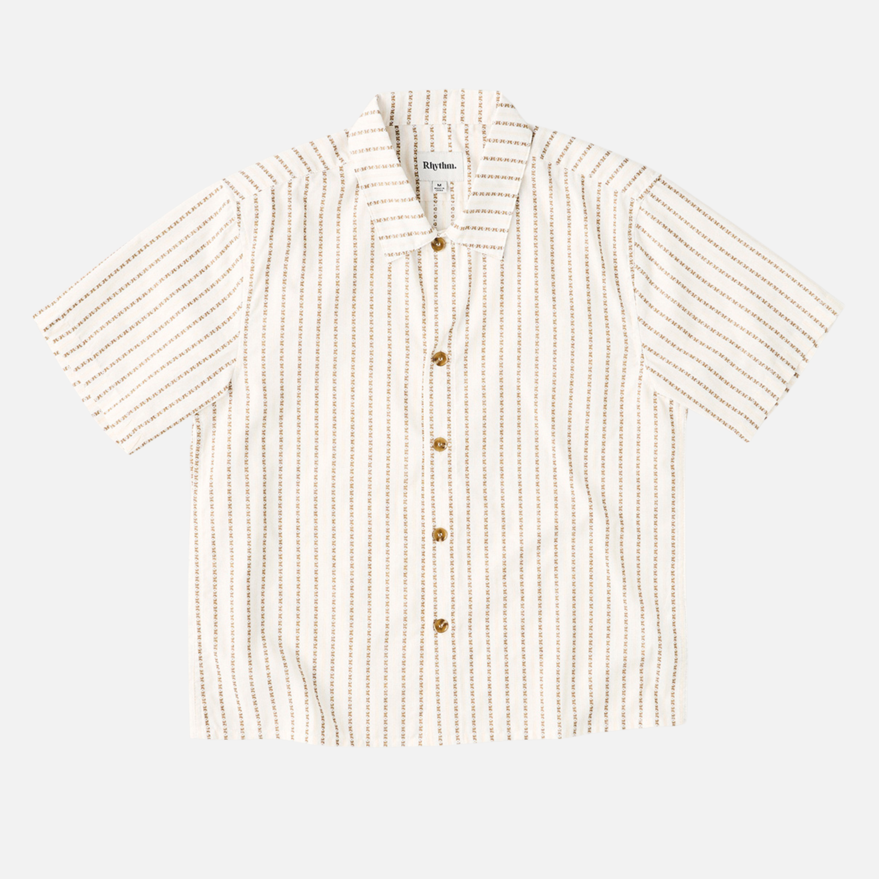 Rhythm Vacation Stripe Crop SS Shirt Multi Cropped Mens Boxy Shirt White Tan Brown Athens GA Kempt Clothing Store Mens