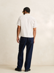 Rhythm Vacation Stripe Crop SS Shirt Multi Cropped Mens Boxy Shirt White Tan Brown Athens GA Kempt Clothing Store Mens
